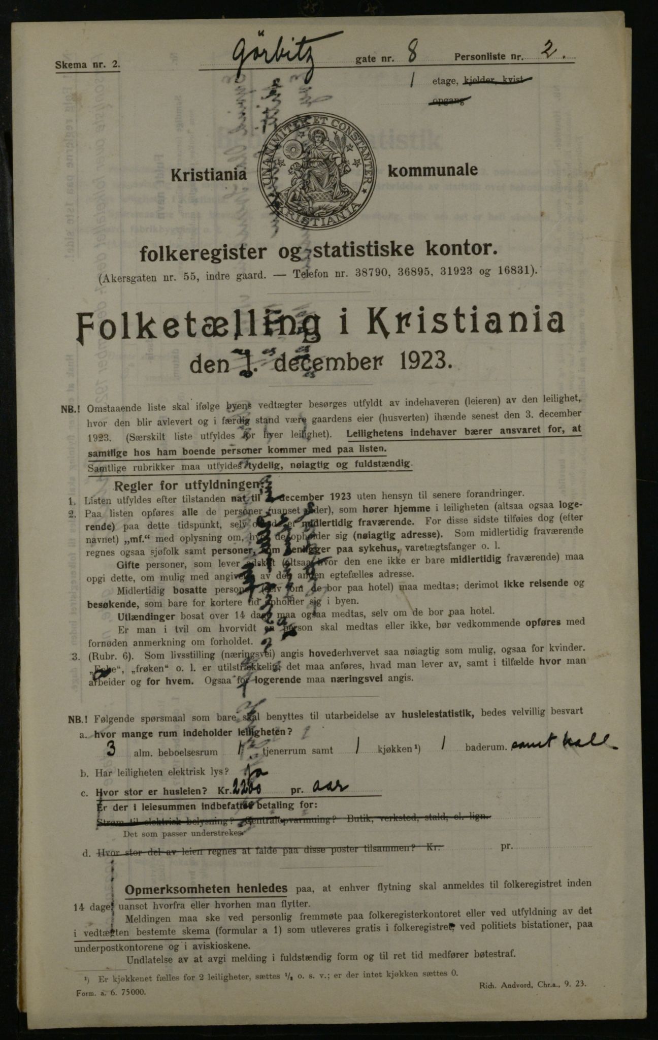 OBA, Municipal Census 1923 for Kristiania, 1923, p. 36671