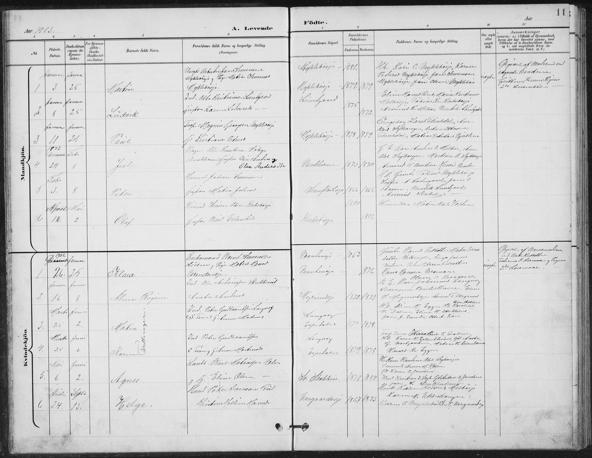 Vestre Gausdal prestekontor, SAH/PREST-094/H/Ha/Hab/L0004: Parish register (copy) no. 4, 1898-1939, p. 11