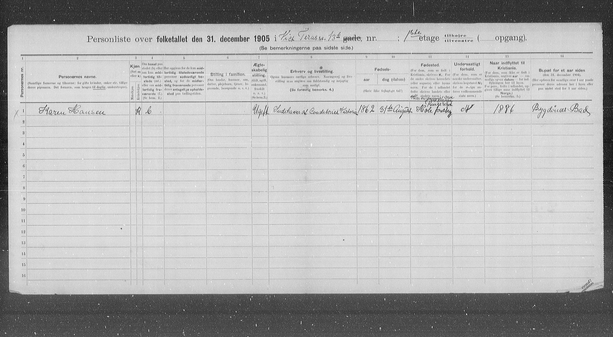 OBA, Municipal Census 1905 for Kristiania, 1905, p. 65481