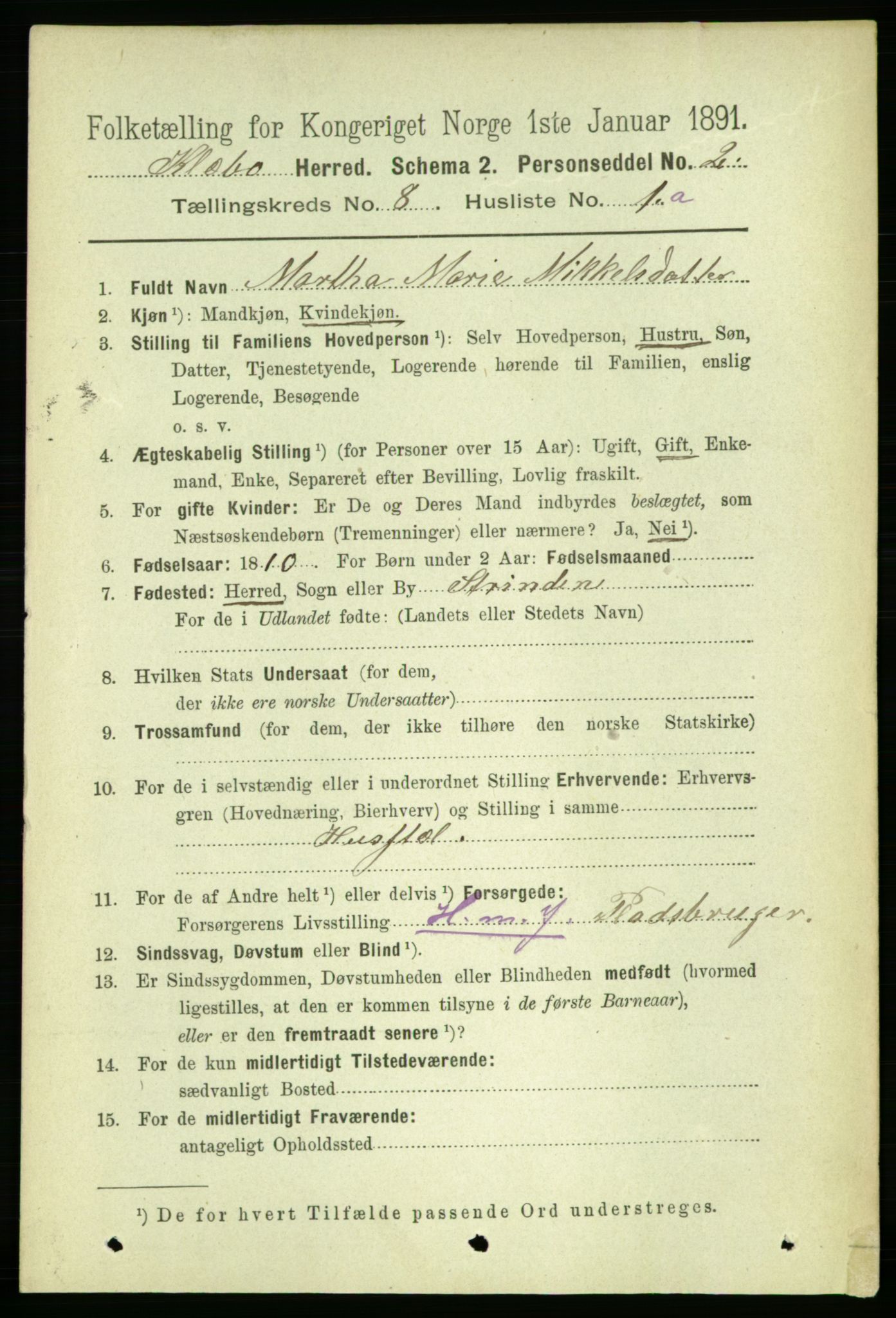 RA, 1891 census for 1662 Klæbu, 1891, p. 1558