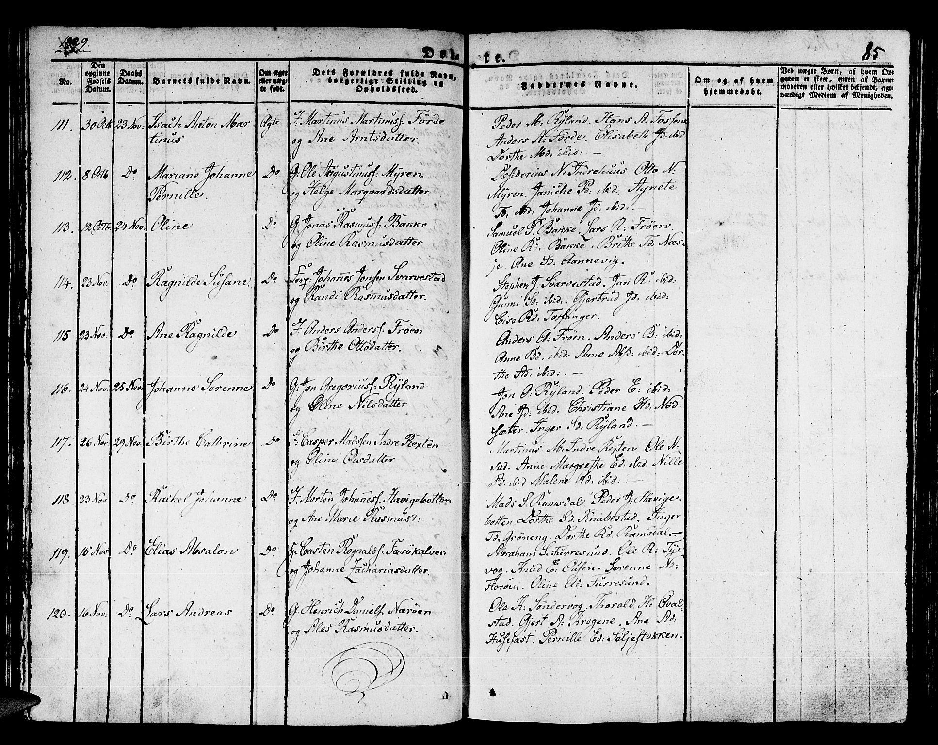 Kinn sokneprestembete, SAB/A-80801/H/Haa/Haaa/L0004/0001: Parish register (official) no. A 4I, 1822-1840, p. 85
