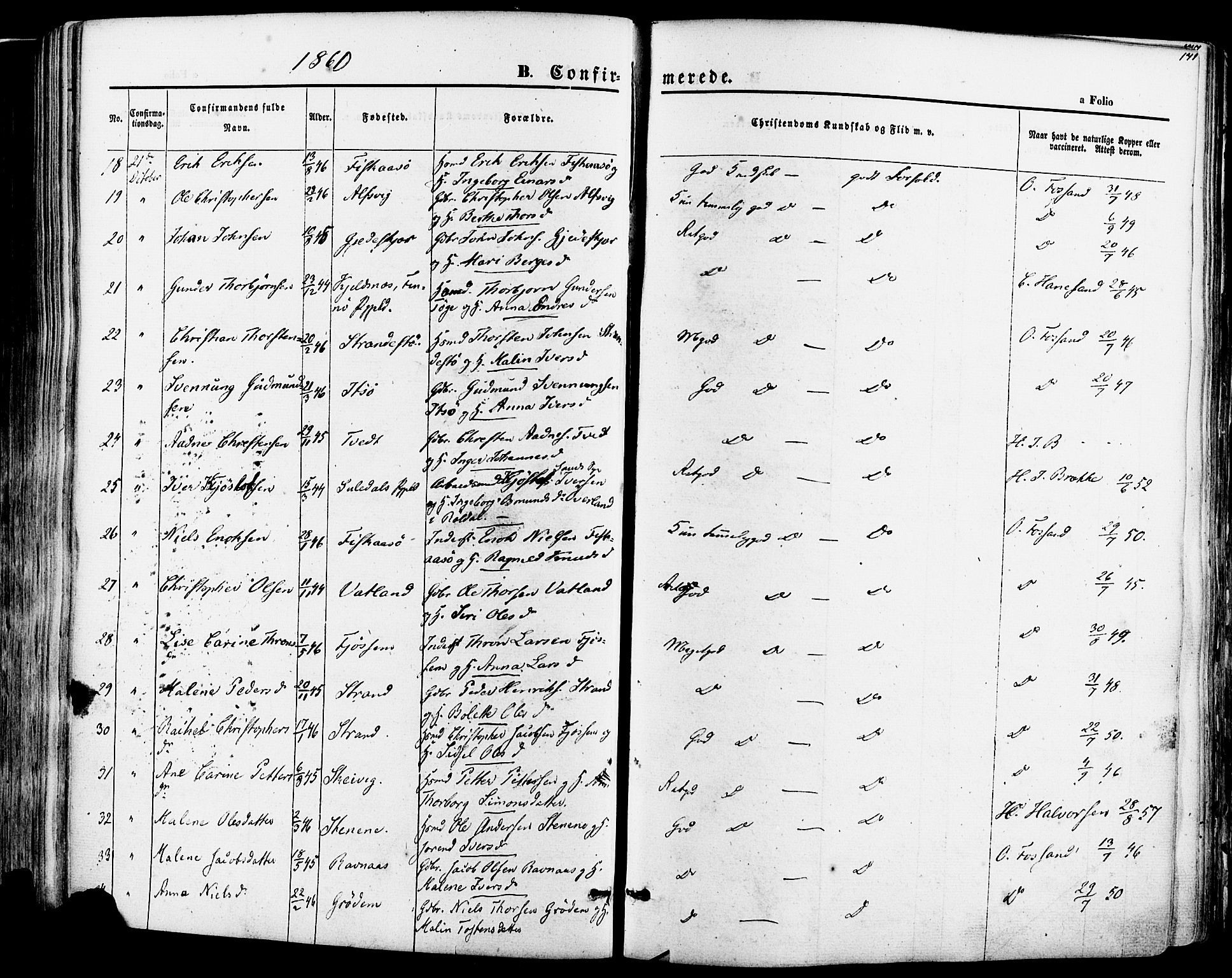 Strand sokneprestkontor, AV/SAST-A-101828/H/Ha/Haa/L0007: Parish register (official) no. A 7, 1855-1881, p. 171