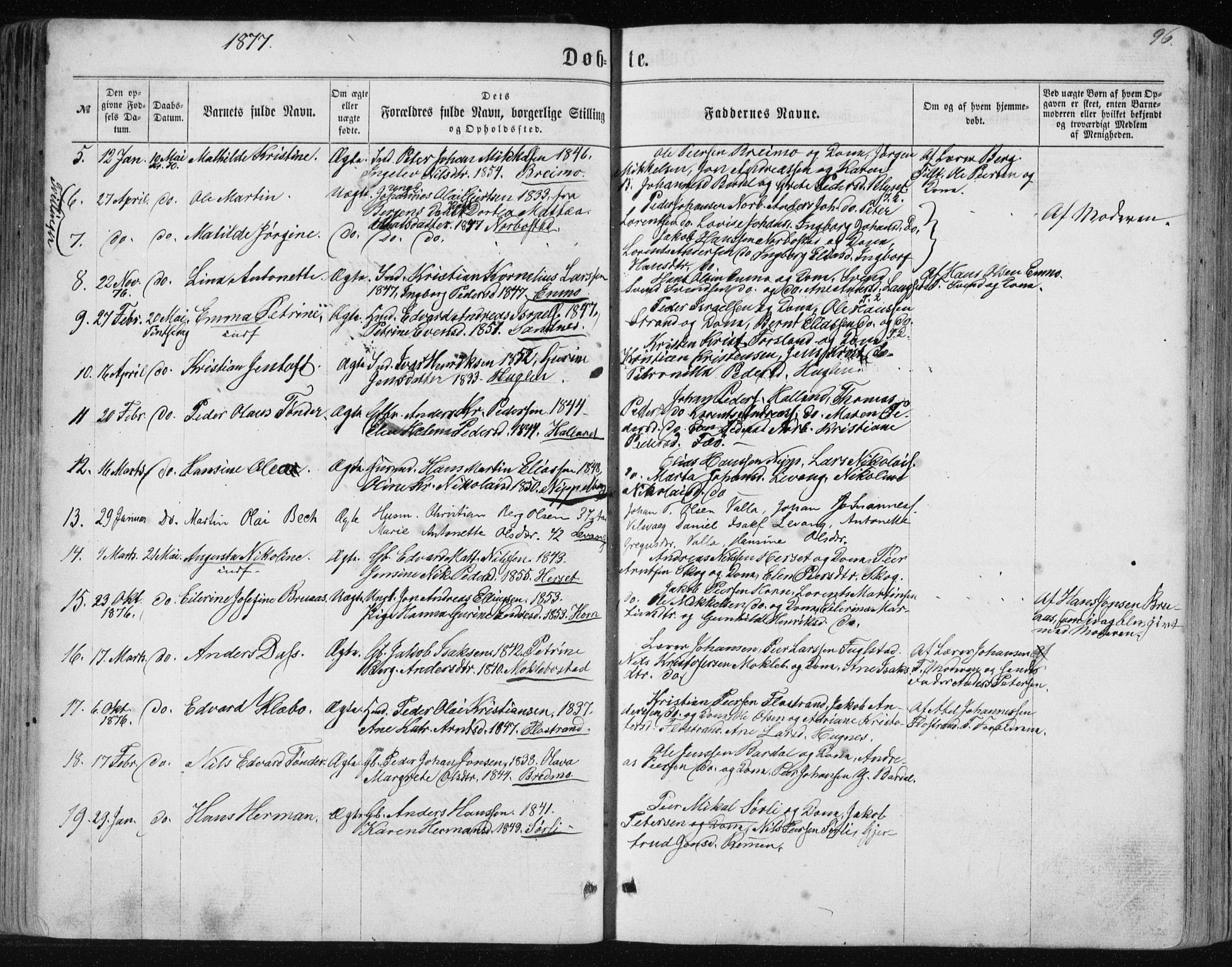 Ministerialprotokoller, klokkerbøker og fødselsregistre - Nordland, SAT/A-1459/838/L0556: Parish register (copy) no. 838C03, 1861-1893, p. 96
