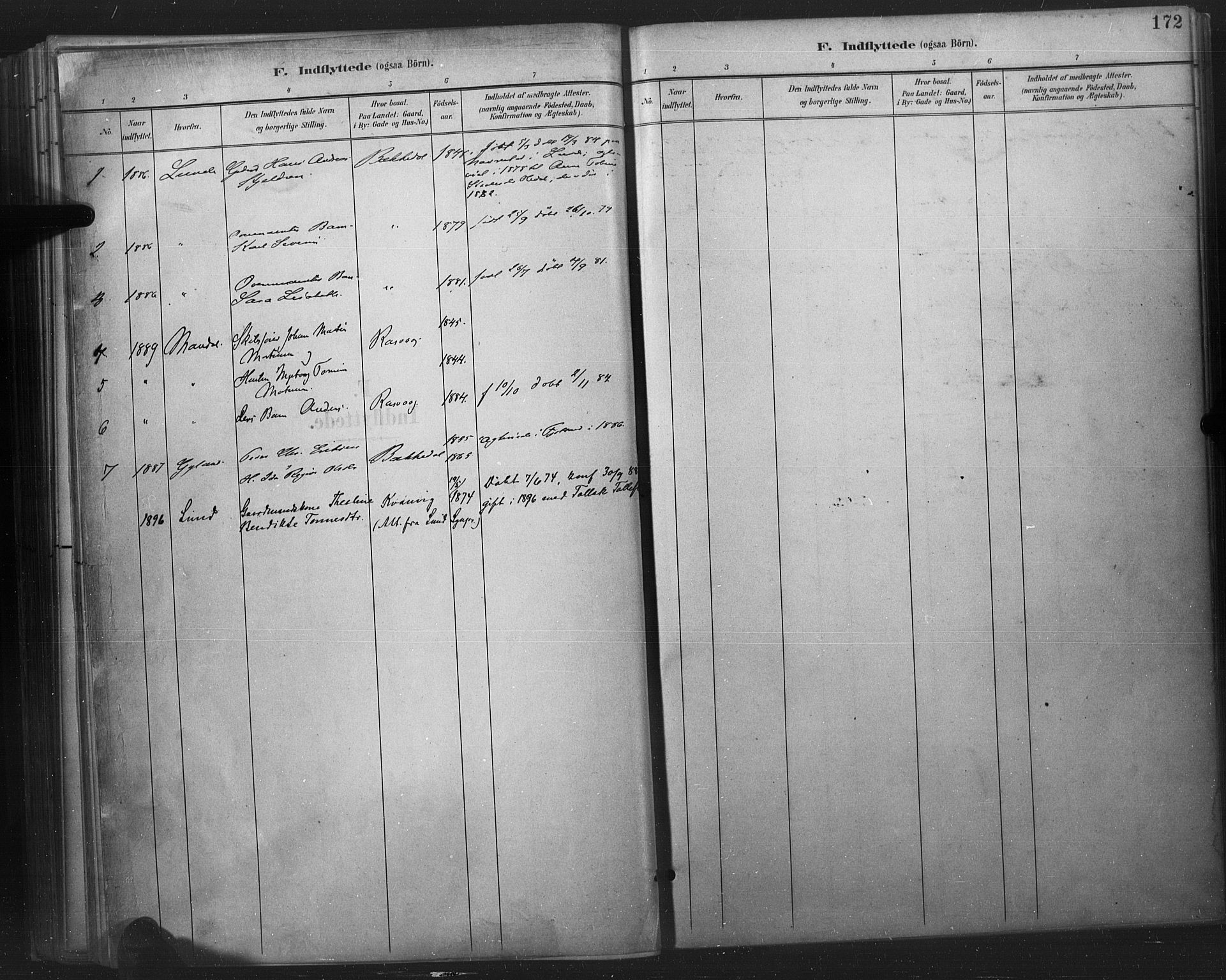 Flekkefjord sokneprestkontor, AV/SAK-1111-0012/F/Fa/Fab/L0006: Parish register (official) no. A 6, 1886-1901, p. 172