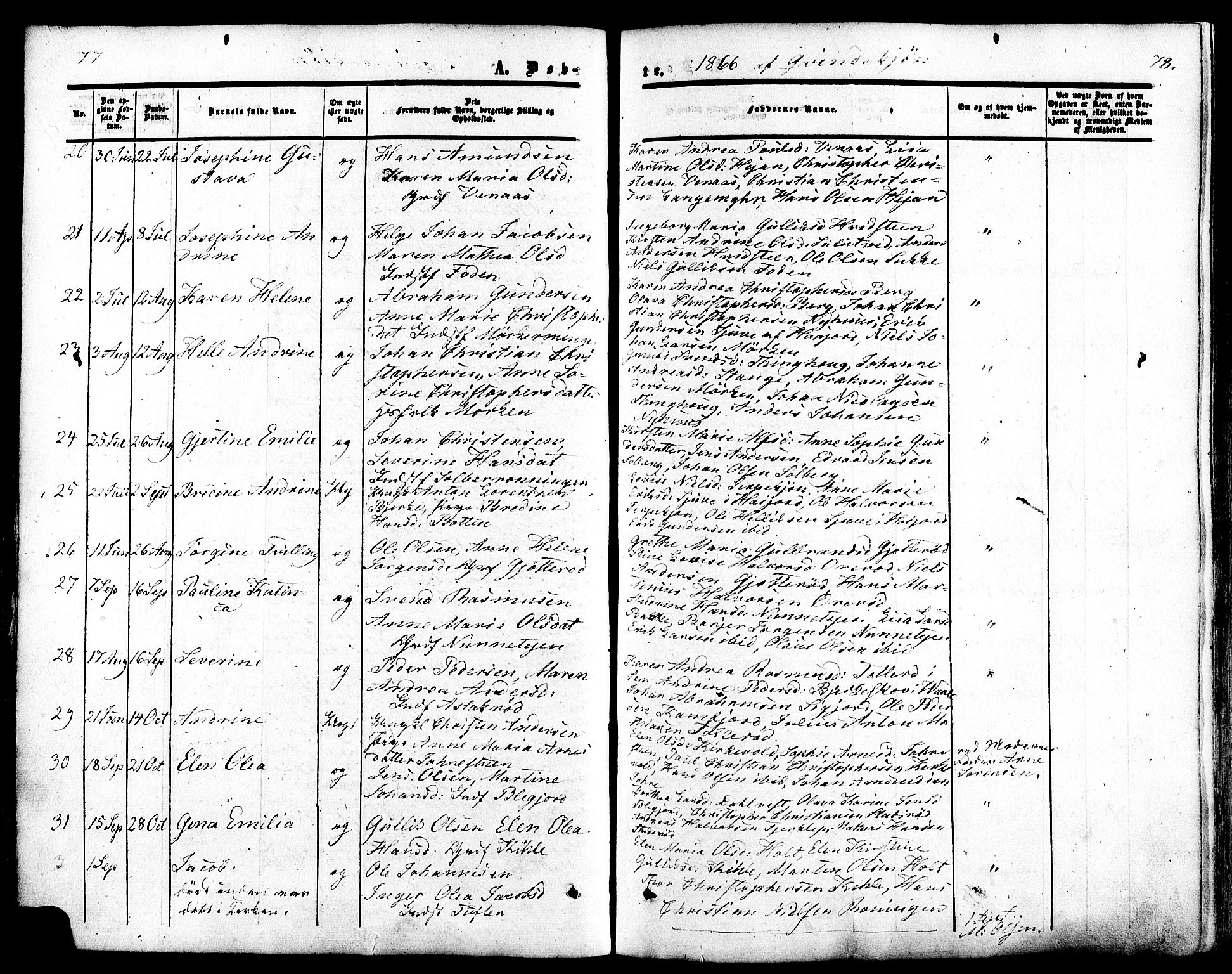 Ramnes kirkebøker, AV/SAKO-A-314/F/Fa/L0006: Parish register (official) no. I 6, 1862-1877, p. 77-78