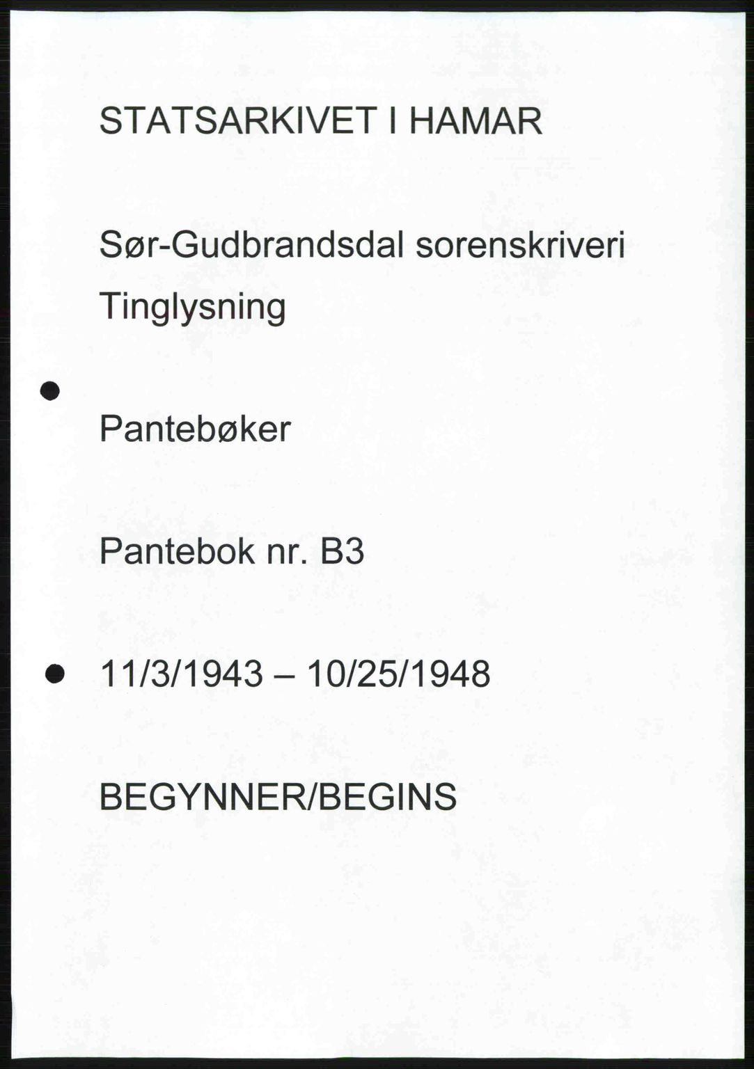 Sør-Gudbrandsdal tingrett, SAH/TING-004/H/Hb/Hbe/L0003: Mortgage book no. B3, 1943-1948