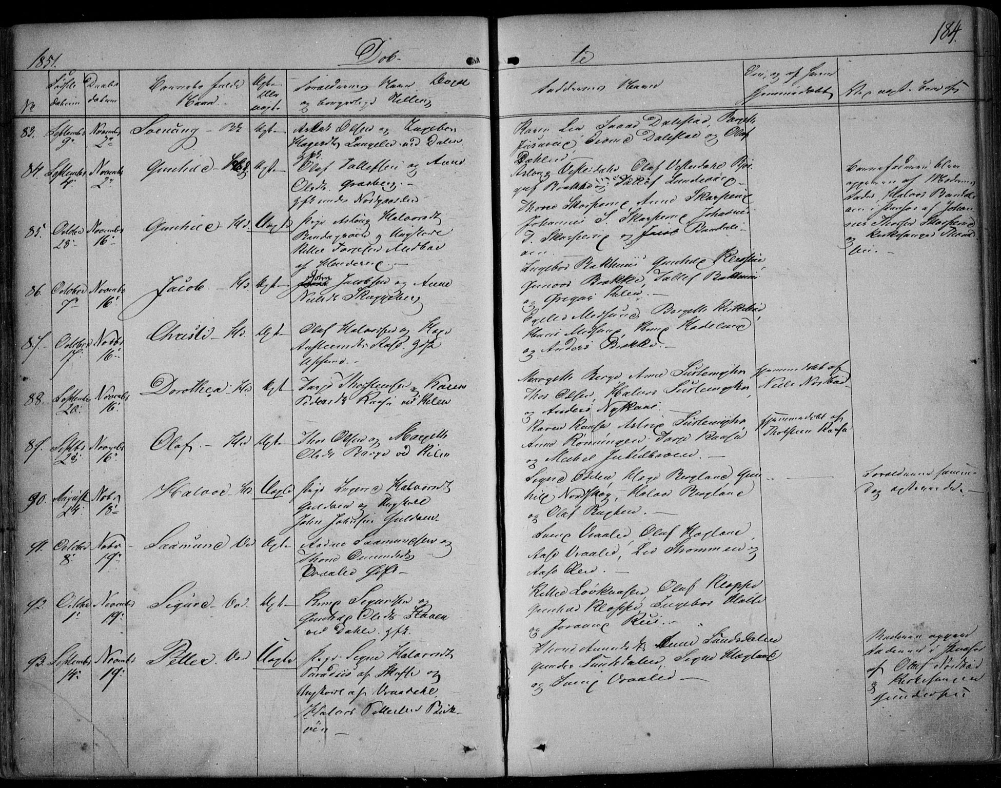 Kviteseid kirkebøker, SAKO/A-276/F/Fa/L0006: Parish register (official) no. I 6, 1836-1858, p. 184