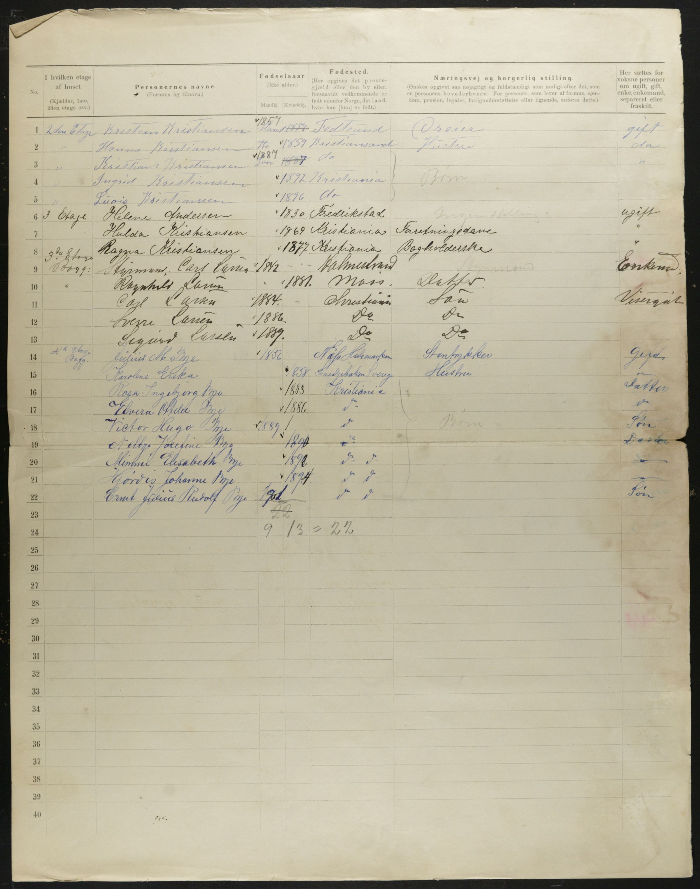 OBA, Municipal Census 1901 for Kristiania, 1901, p. 46