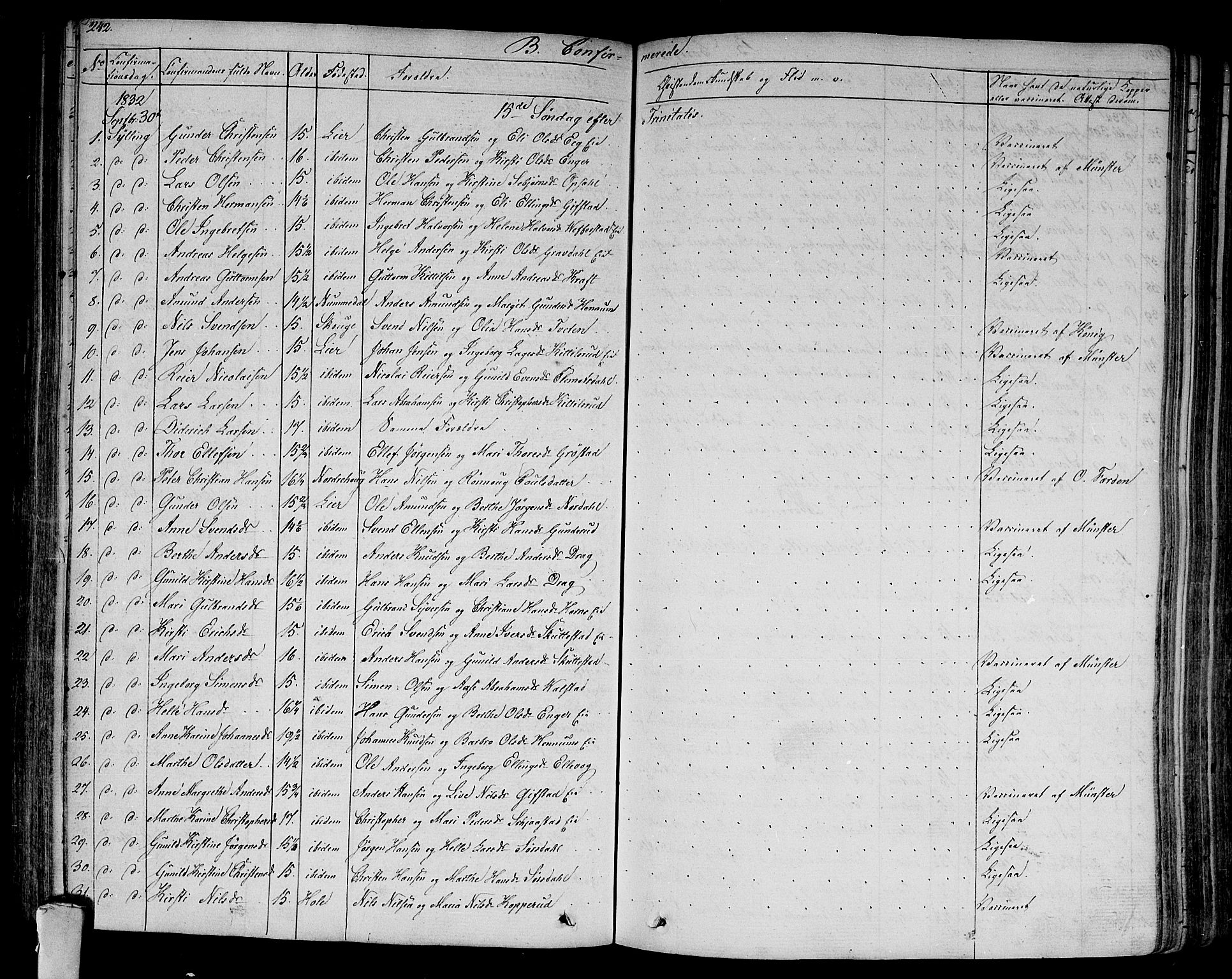 Lier kirkebøker, AV/SAKO-A-230/F/Fa/L0010: Parish register (official) no. I 10, 1827-1843, p. 242