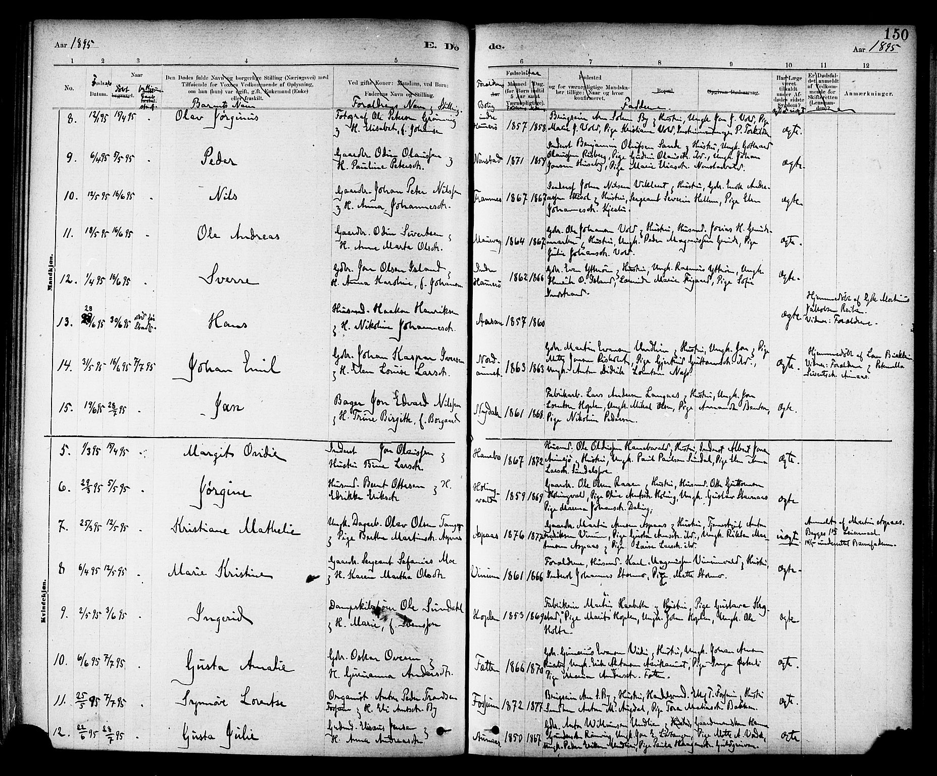 Ministerialprotokoller, klokkerbøker og fødselsregistre - Nord-Trøndelag, SAT/A-1458/714/L0130: Parish register (official) no. 714A01, 1878-1895, p. 150