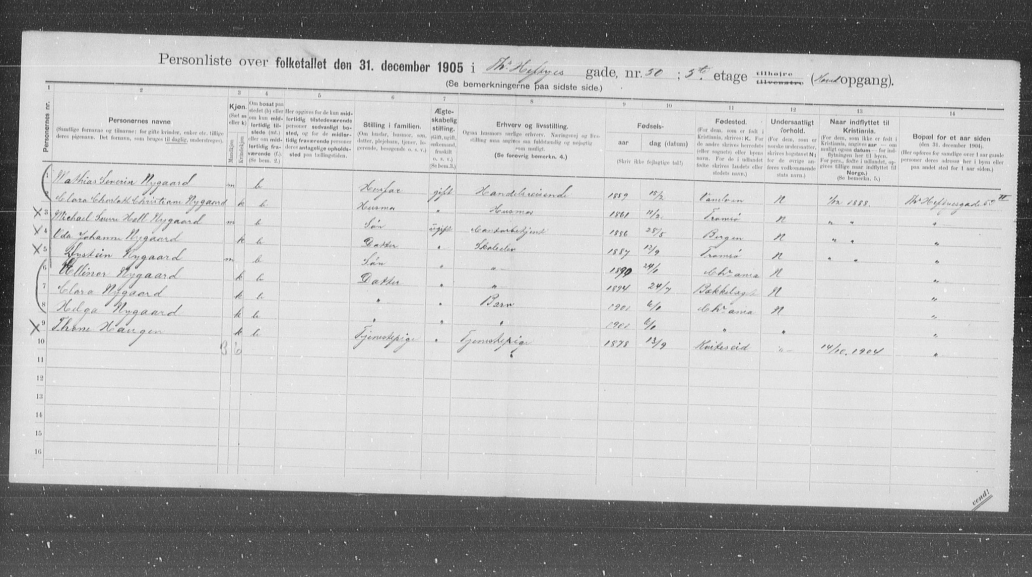 OBA, Municipal Census 1905 for Kristiania, 1905, p. 57181
