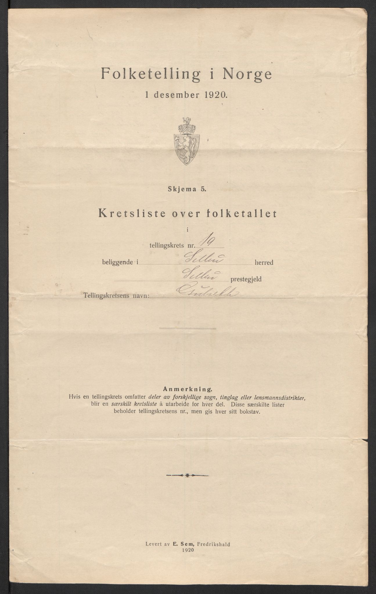 SAT, 1920 census for Selbu, 1920, p. 62