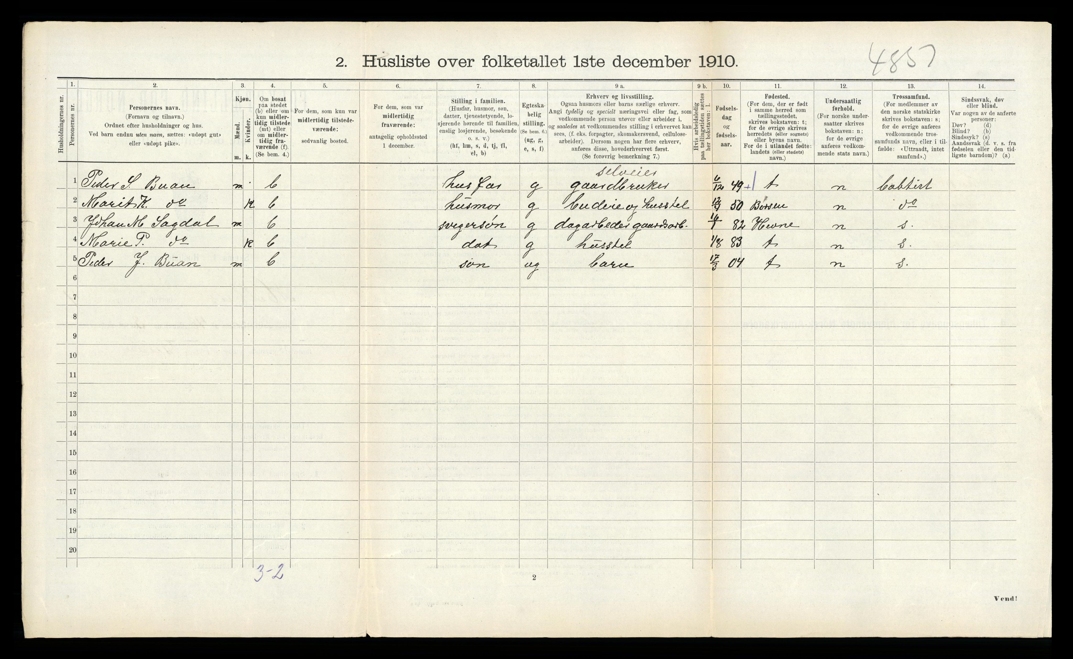 RA, 1910 census for Melhus, 1910, p. 503