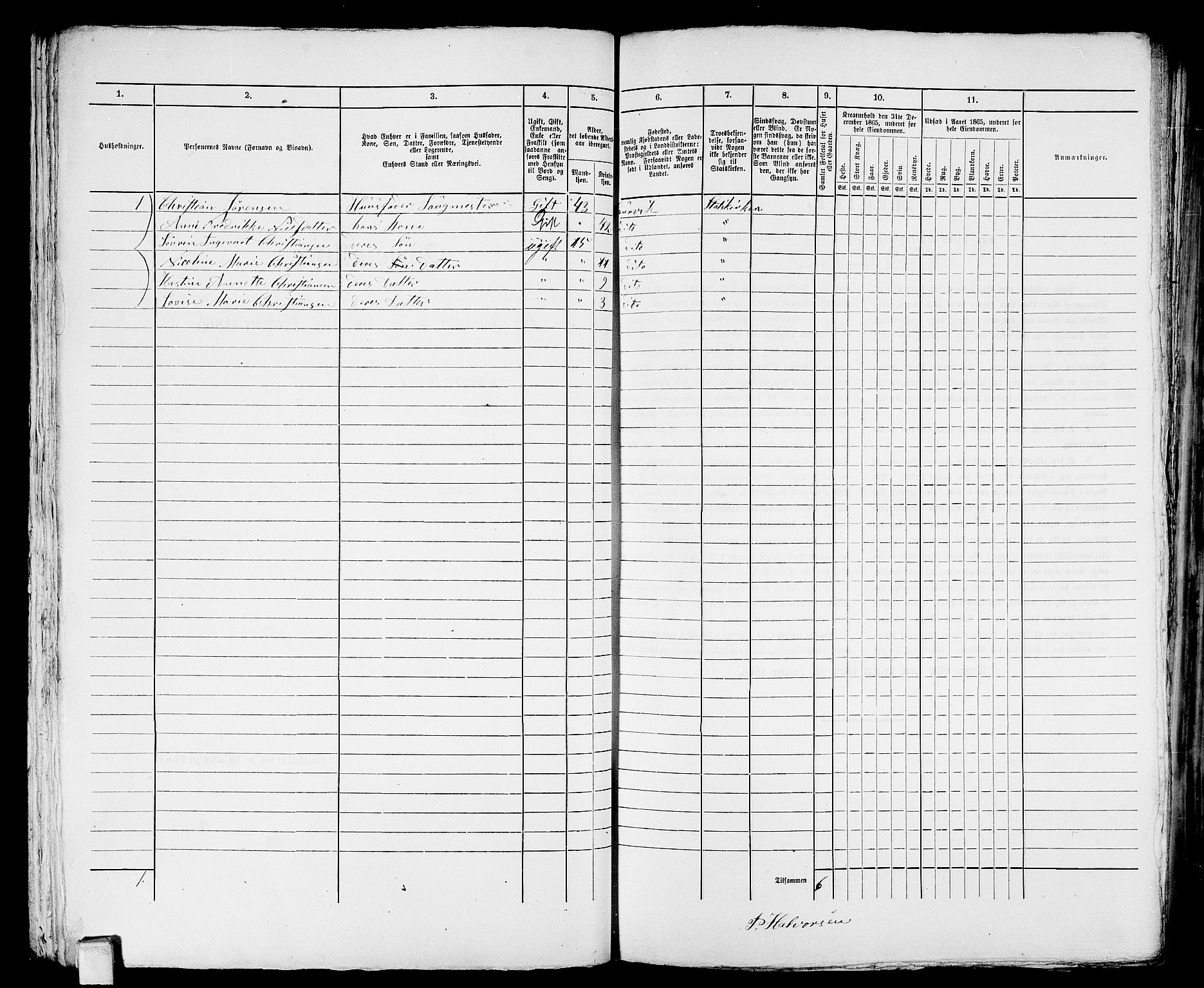 RA, 1865 census for Larvik, 1865, p. 706