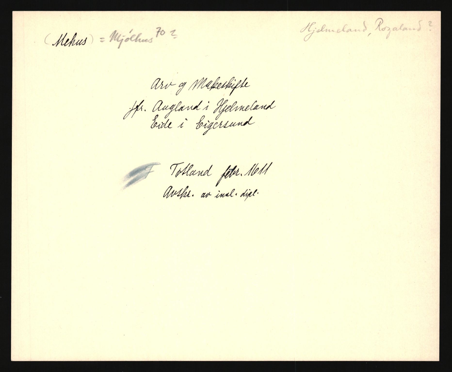 Riksarkivets diplomsamling, AV/RA-EA-5965/F35/F35e/L0027: Registreringssedler Rogaland, 1400-1700, p. 391