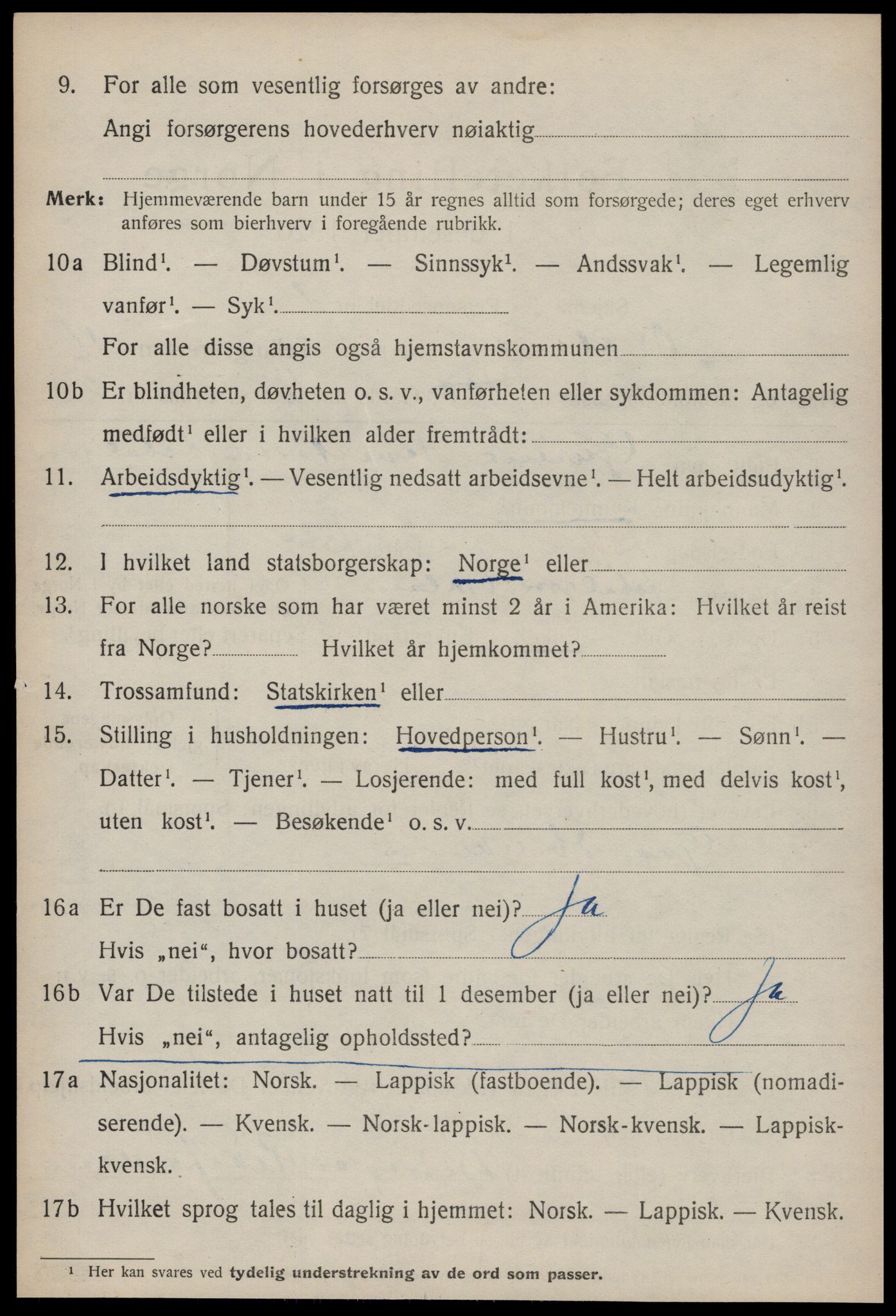 SAT, 1920 census for Orkland, 1920, p. 3645