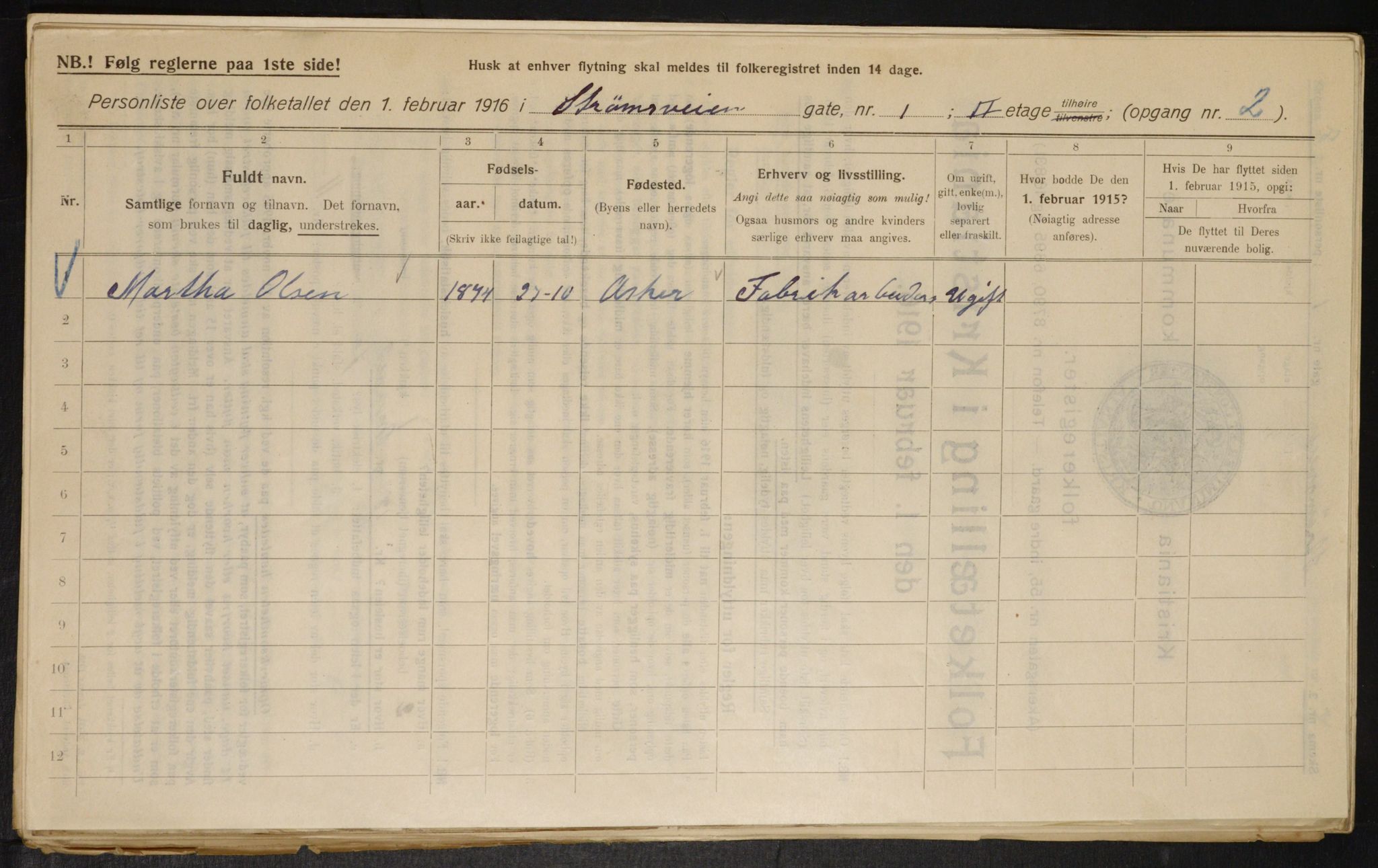 OBA, Municipal Census 1916 for Kristiania, 1916, p. 106719