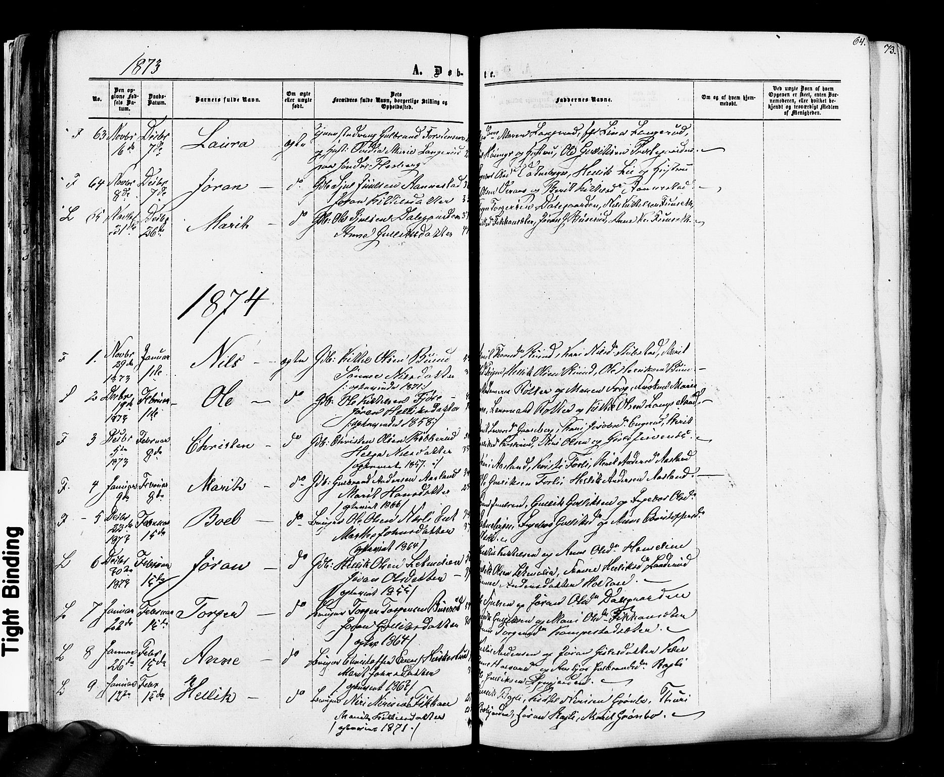 Flesberg kirkebøker, SAKO/A-18/F/Fa/L0007: Parish register (official) no. I 7, 1861-1878, p. 64