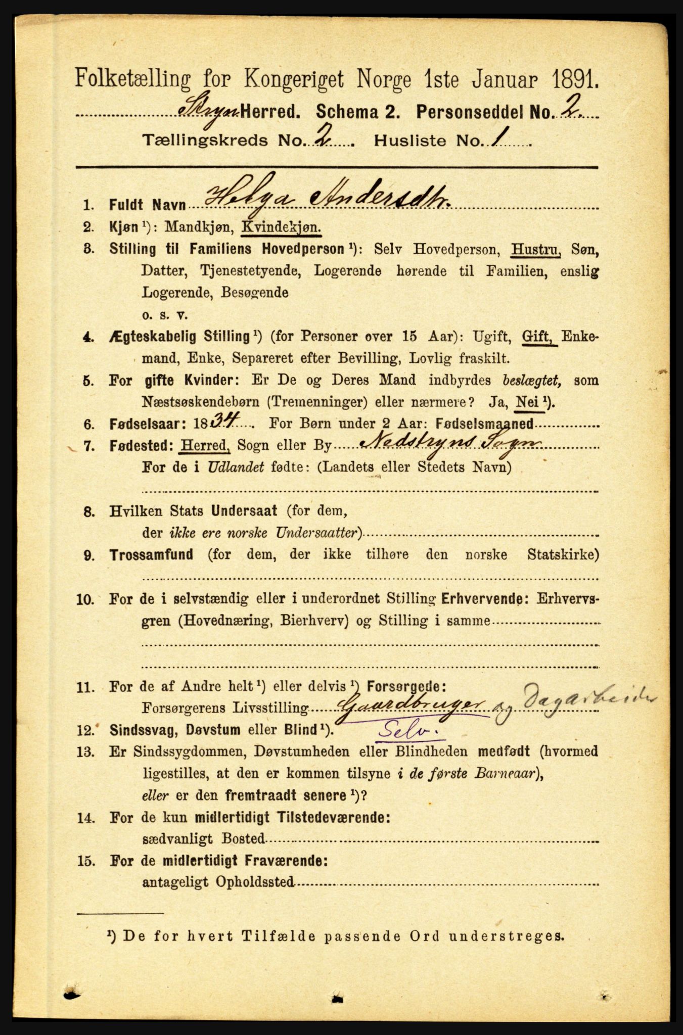 RA, 1891 census for 1448 Stryn, 1891, p. 341