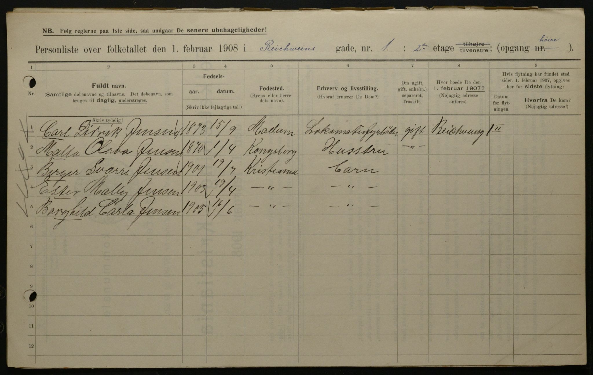 OBA, Municipal Census 1908 for Kristiania, 1908, p. 74290