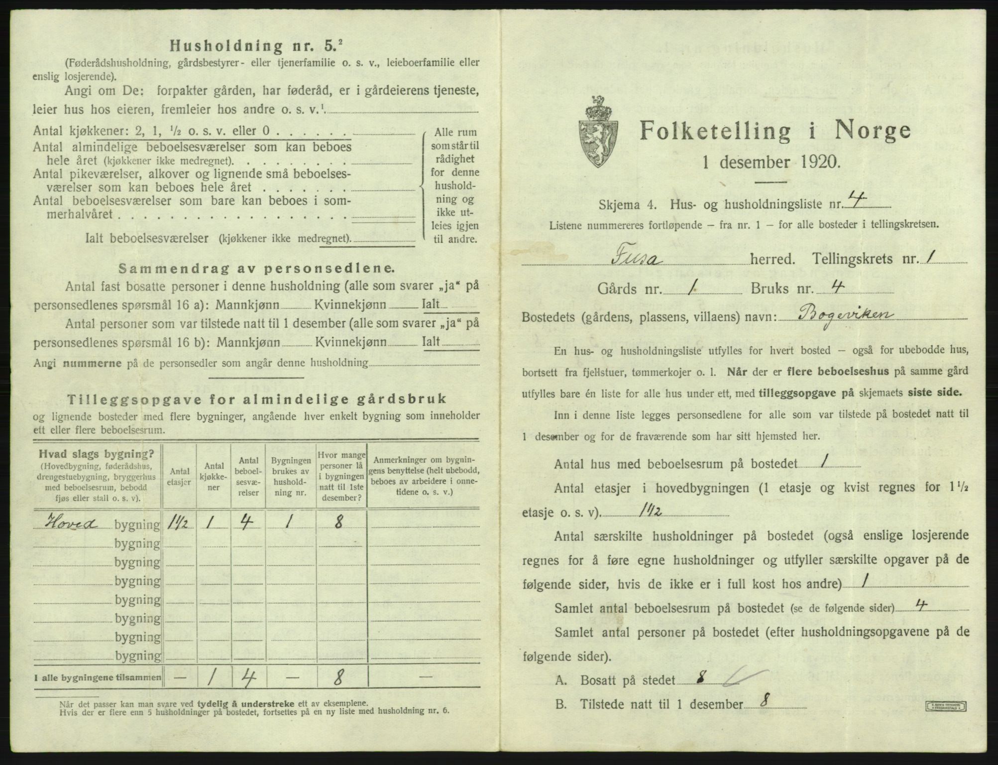 SAB, 1920 census for Fusa, 1920, p. 30