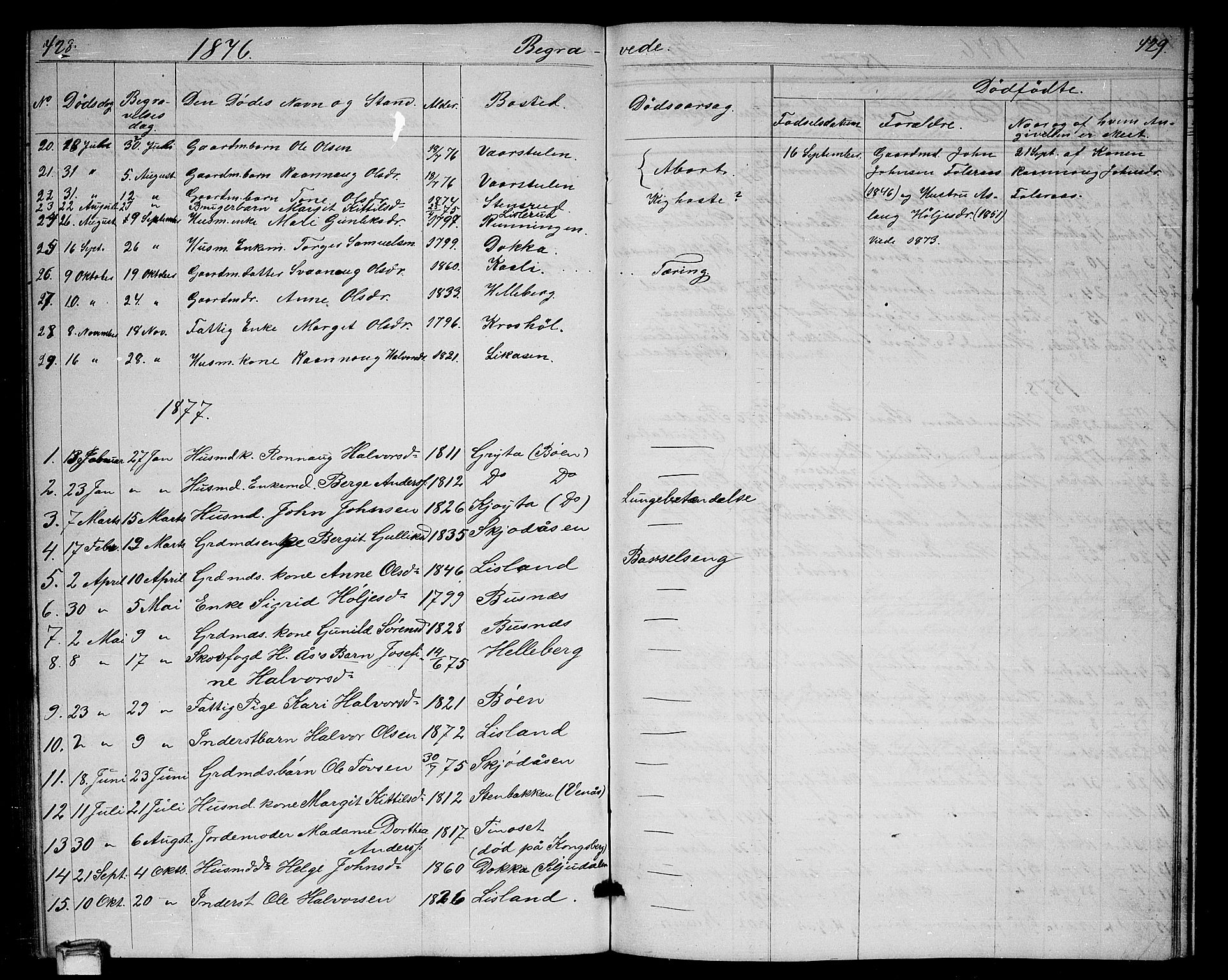 Gransherad kirkebøker, AV/SAKO-A-267/G/Ga/L0002: Parish register (copy) no. I 2, 1854-1886, p. 428-429