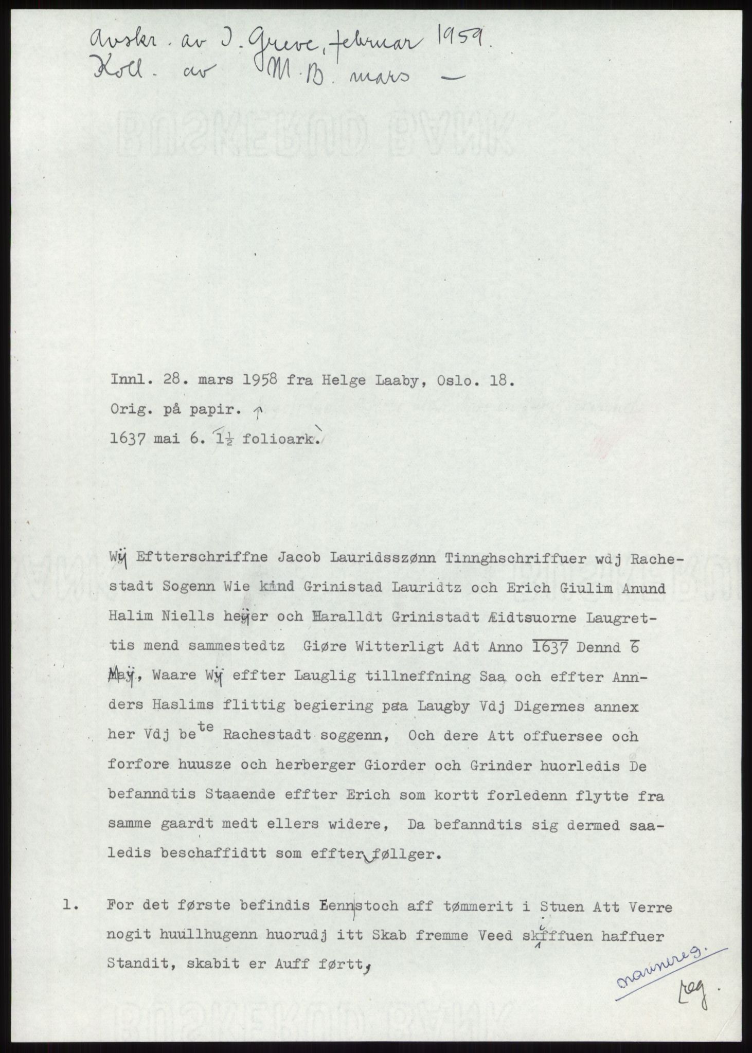 Samlinger til kildeutgivelse, Diplomavskriftsamlingen, AV/RA-EA-4053/H/Ha, p. 535