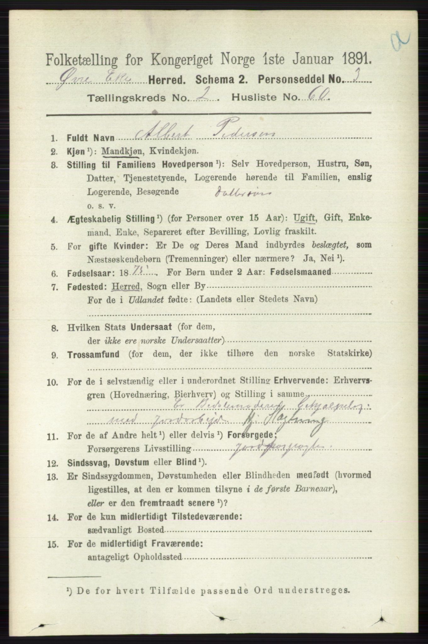 RA, 1891 census for 0624 Øvre Eiker, 1891, p. 879