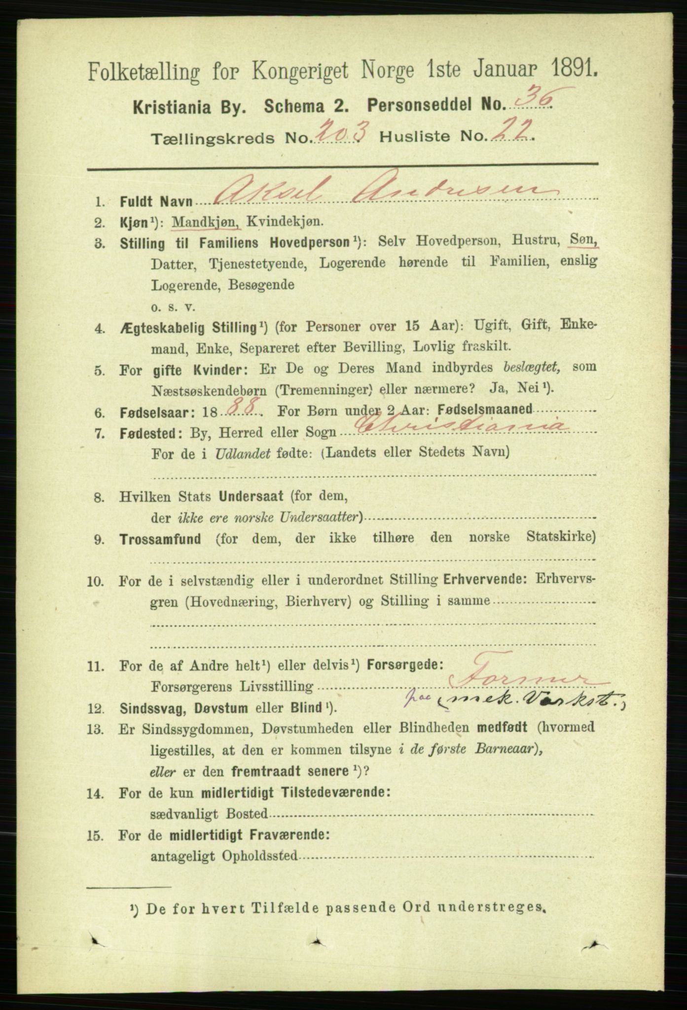 RA, 1891 census for 0301 Kristiania, 1891, p. 122474