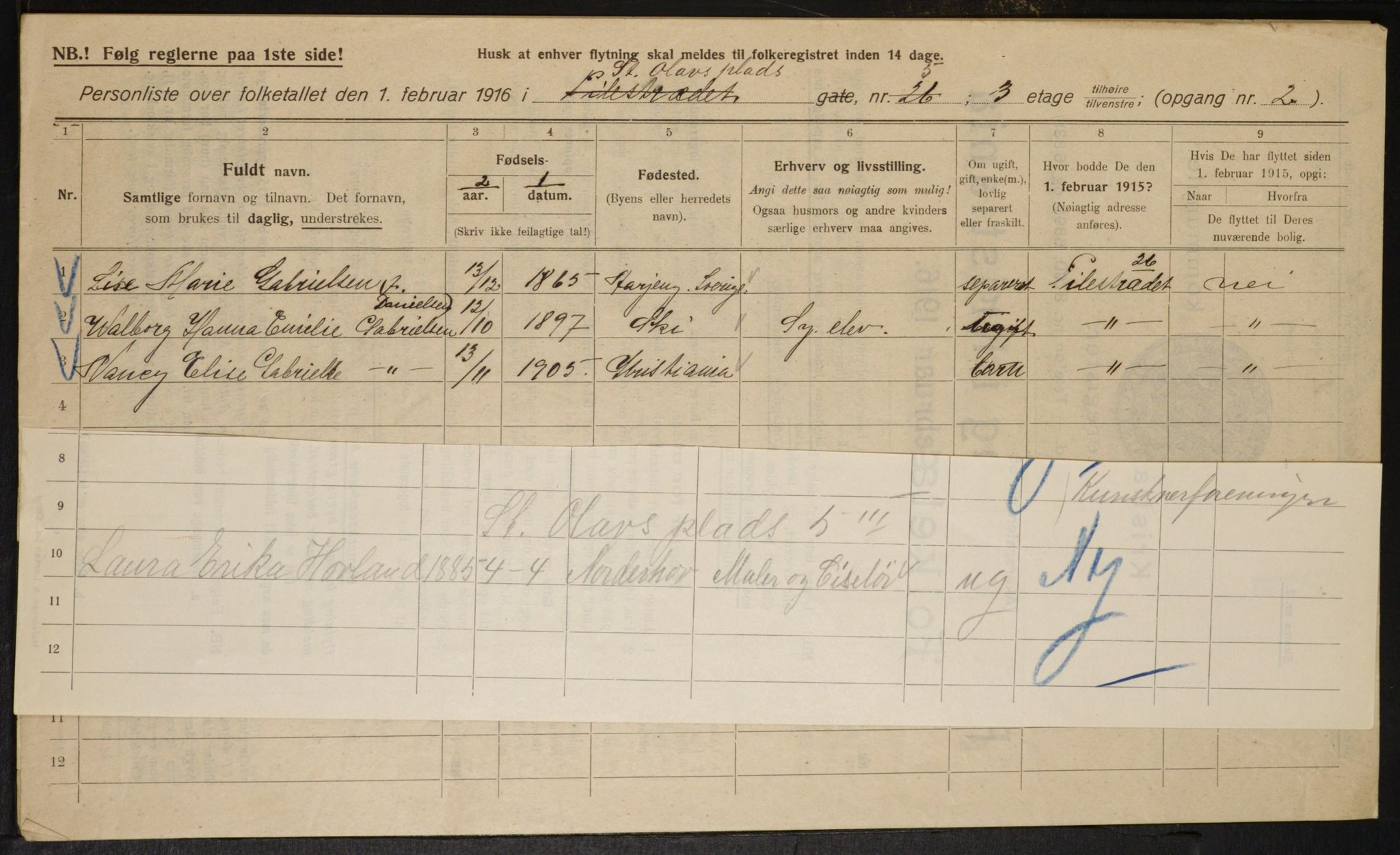 OBA, Municipal Census 1916 for Kristiania, 1916, p. 90668