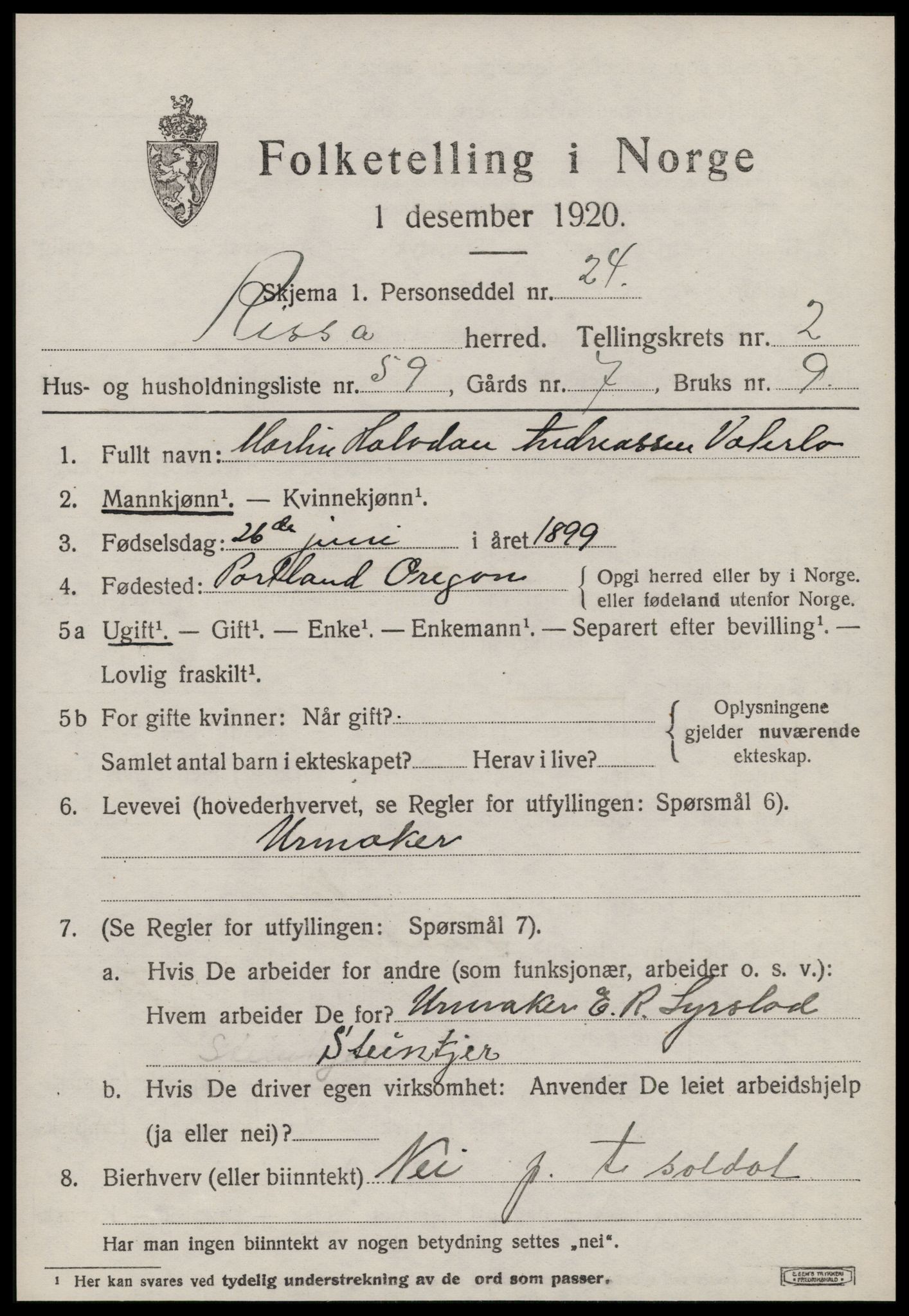 SAT, 1920 census for Rissa, 1920, p. 2417