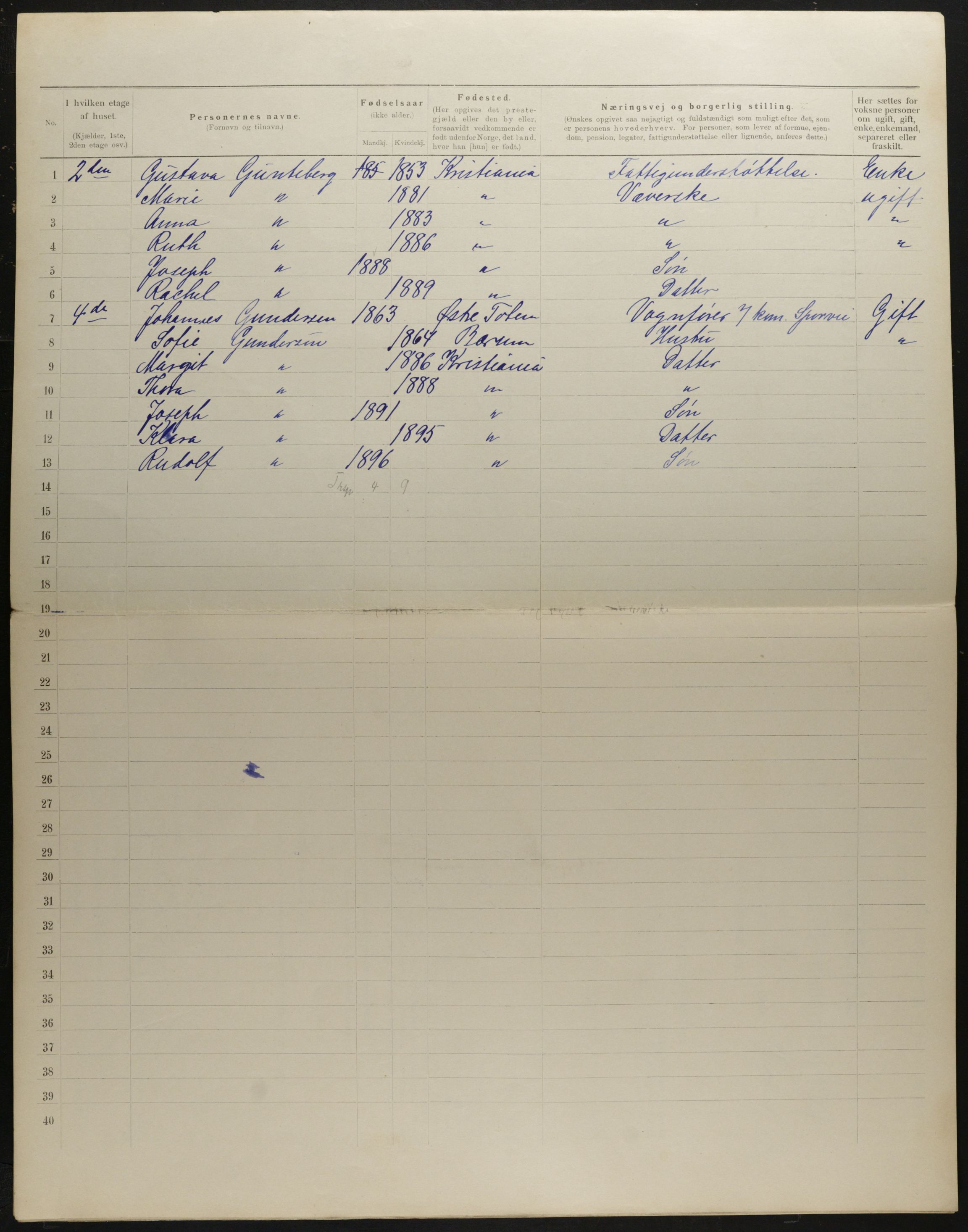 OBA, Municipal Census 1901 for Kristiania, 1901, p. 2462