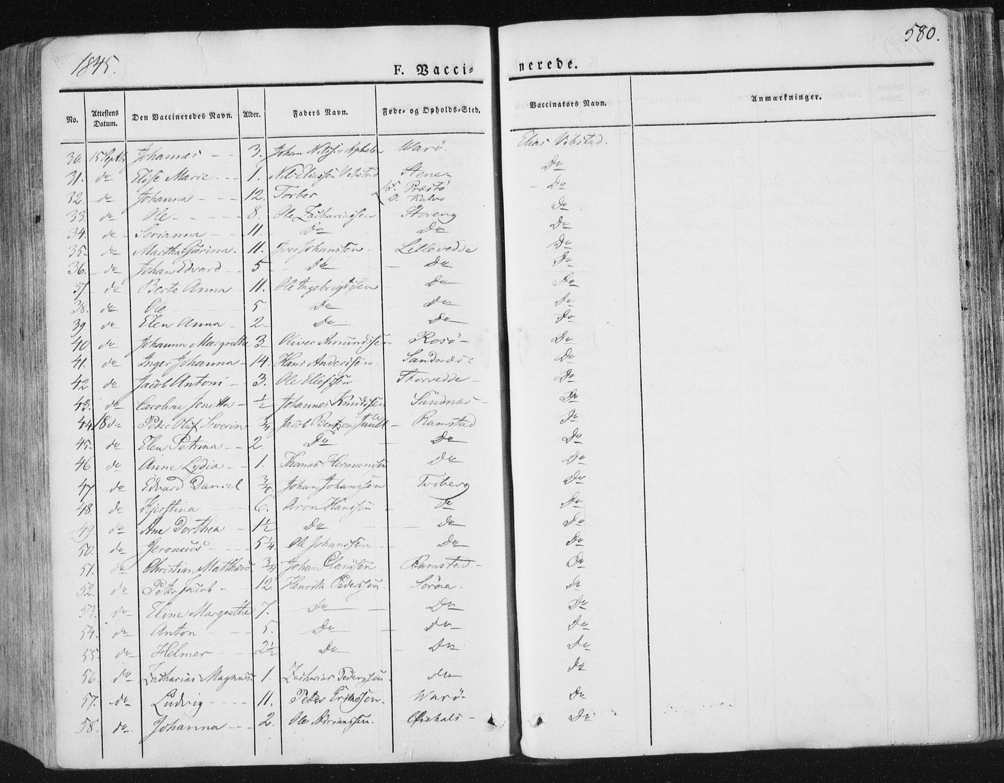 Ministerialprotokoller, klokkerbøker og fødselsregistre - Nord-Trøndelag, AV/SAT-A-1458/784/L0669: Parish register (official) no. 784A04, 1829-1859, p. 580