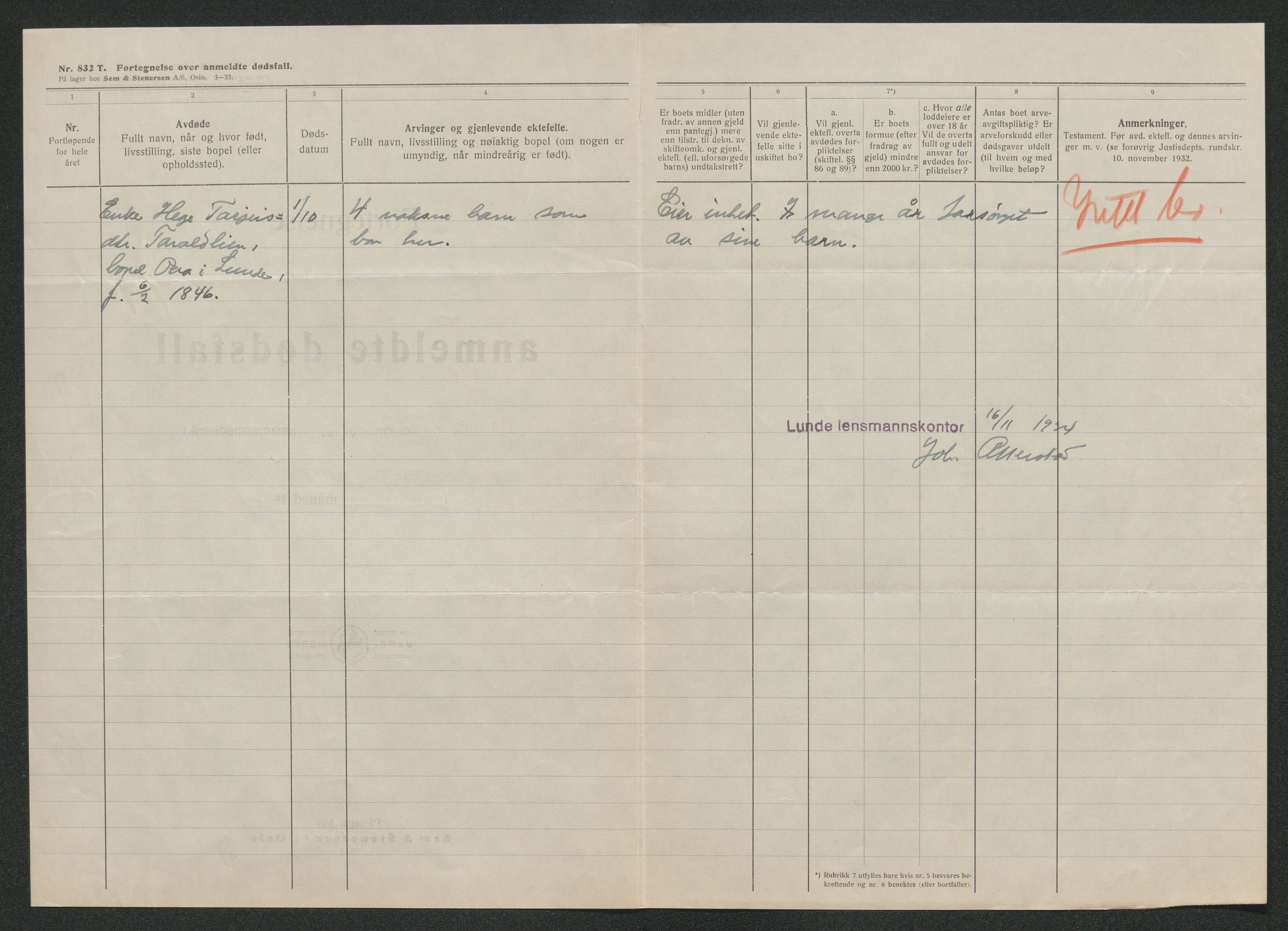 Nedre Telemark sorenskriveri, SAKO/A-135/H/Ha/Hab/L0008: Dødsfallsfortegnelser
, 1931-1935, p. 1308