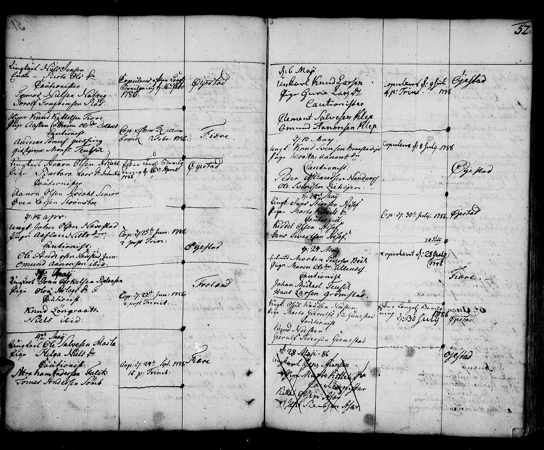 Øyestad sokneprestkontor, AV/SAK-1111-0049/F/Fa/L0009: Parish register (official) no. A 9, 1778-1808, p. 52