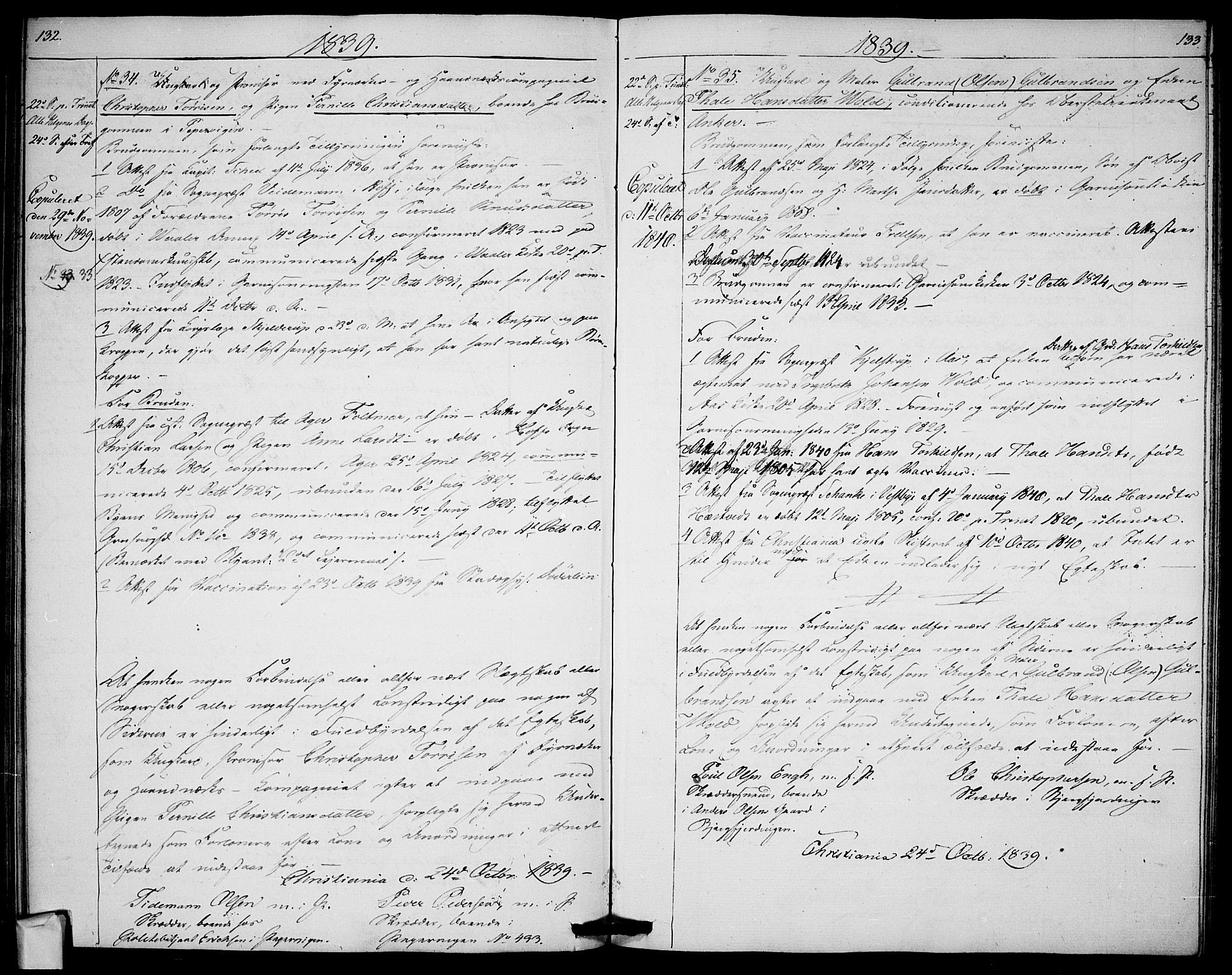 Garnisonsmenigheten Kirkebøker, AV/SAO-A-10846/H/Ha/L0003: Banns register no. I 3, 1835-1840, p. 132-133