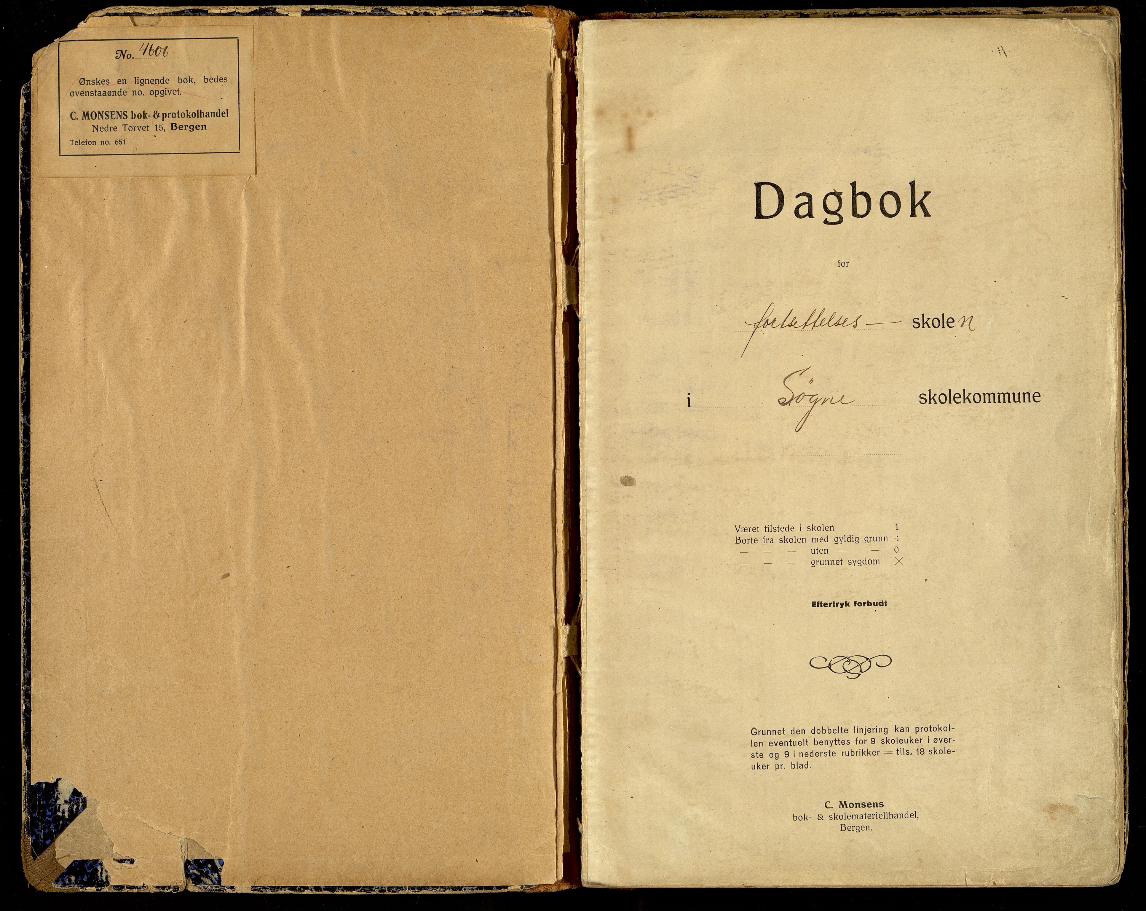 Søgne kommune - Fortsettelsesskolen i Søgne og Greipstad, ARKSOR/1018SØ551/I/L0002: Dagbok (d), 1920-1960