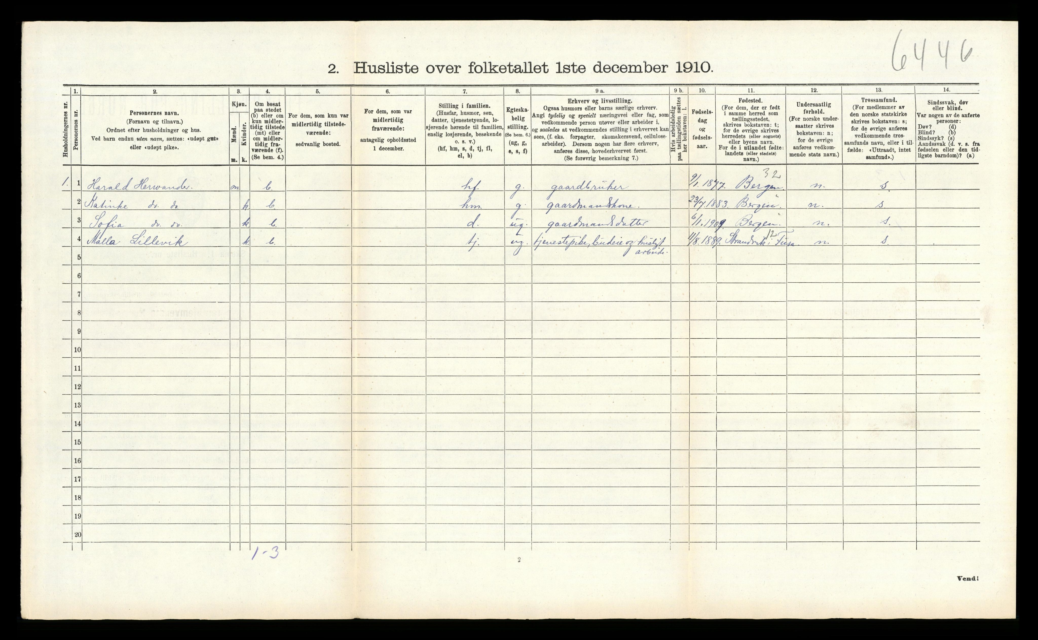 RA, 1910 census for Alversund, 1910, p. 1089
