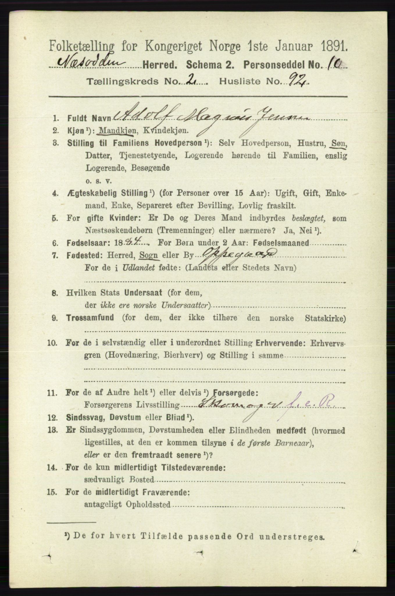 RA, 1891 census for 0216 Nesodden, 1891, p. 952