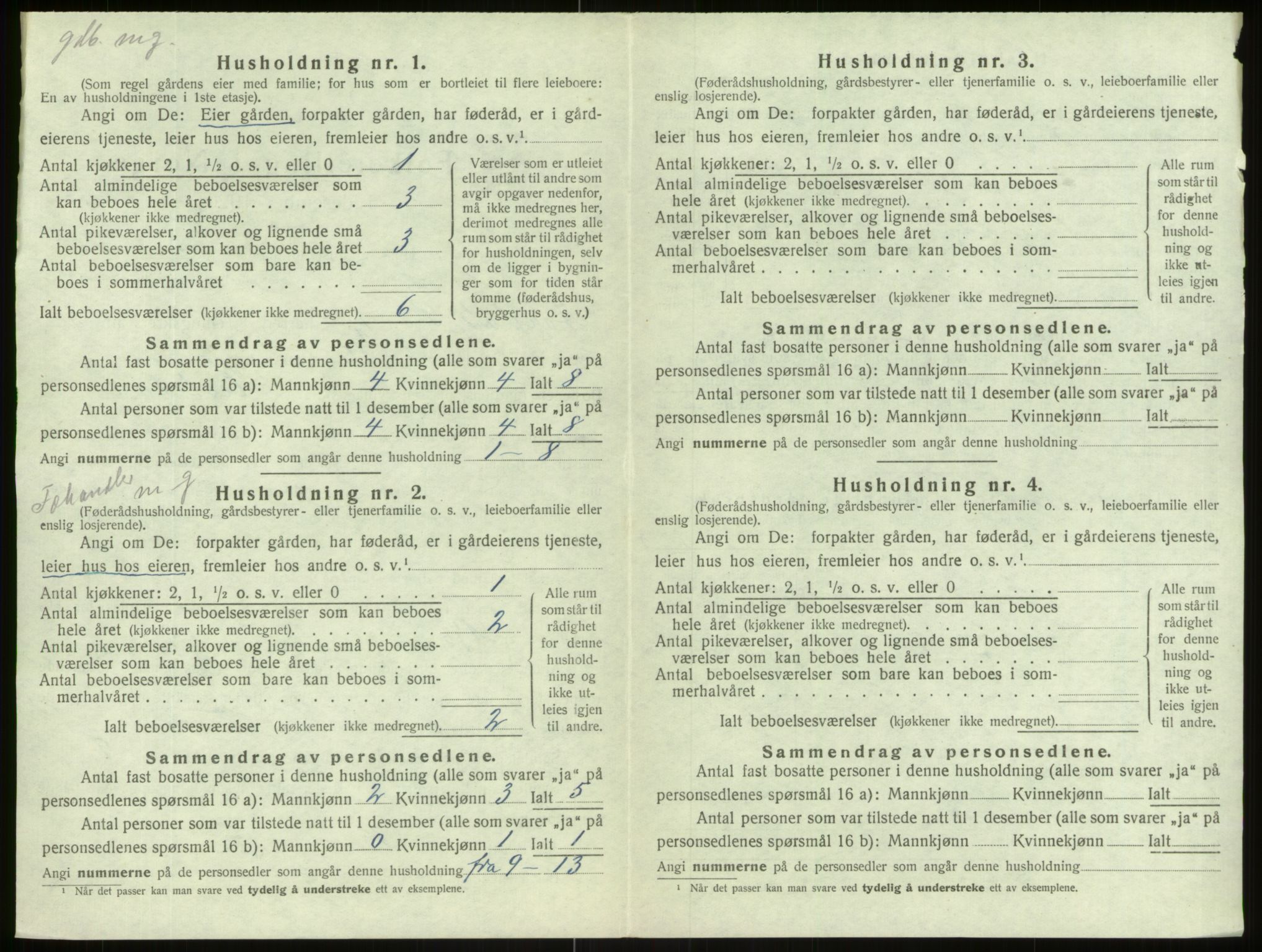 SAB, 1920 census for Årdal, 1920, p. 207