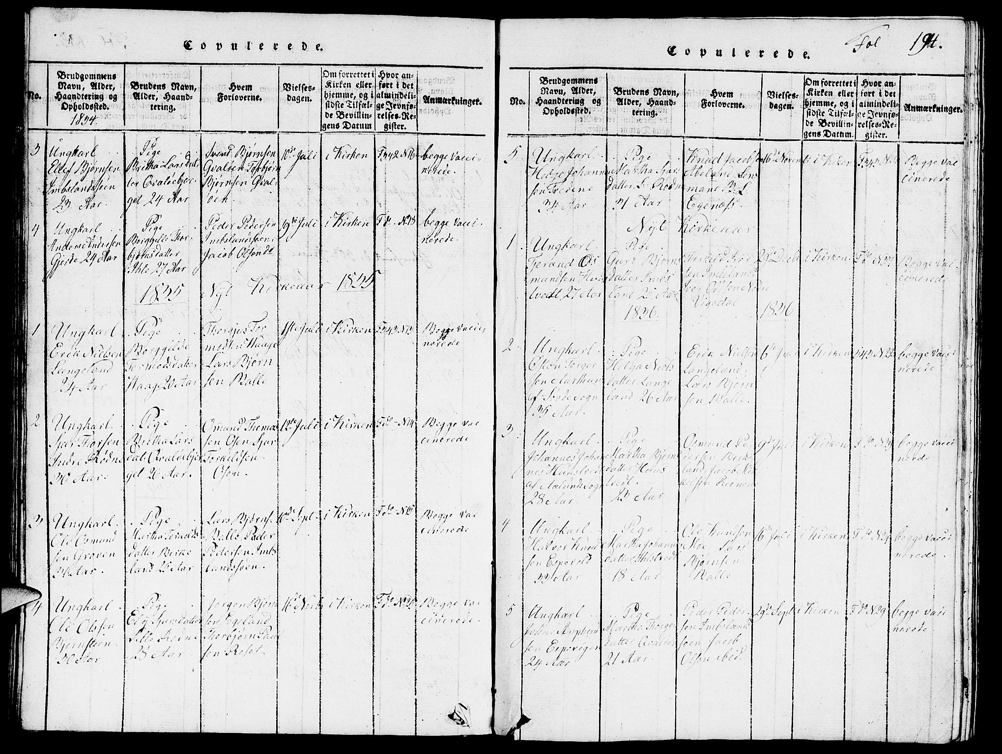 Vikedal sokneprestkontor, SAST/A-101840/01/V: Parish register (copy) no. B 3, 1816-1867, p. 194