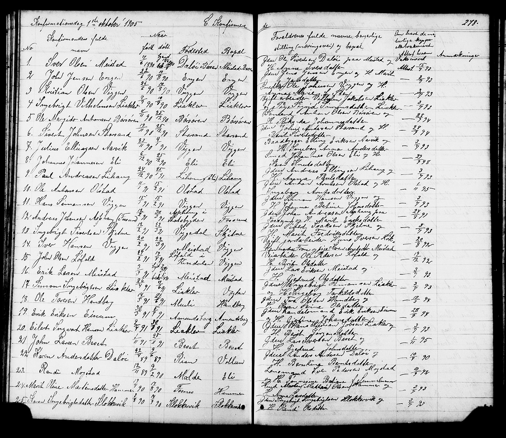 Ministerialprotokoller, klokkerbøker og fødselsregistre - Sør-Trøndelag, SAT/A-1456/665/L0777: Parish register (copy) no. 665C02, 1867-1915, p. 278