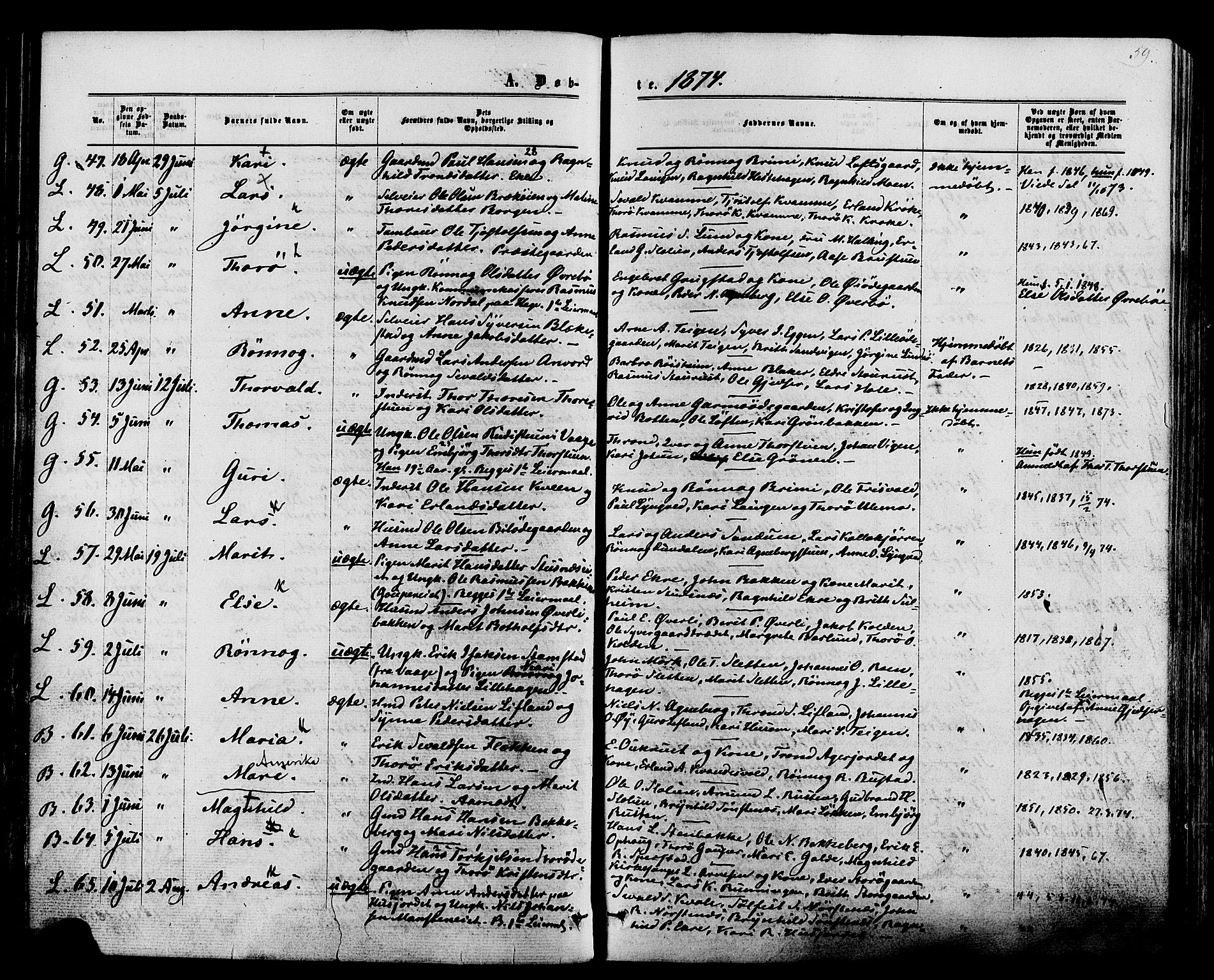 Lom prestekontor, AV/SAH-PREST-070/K/L0007: Parish register (official) no. 7, 1863-1884, p. 59