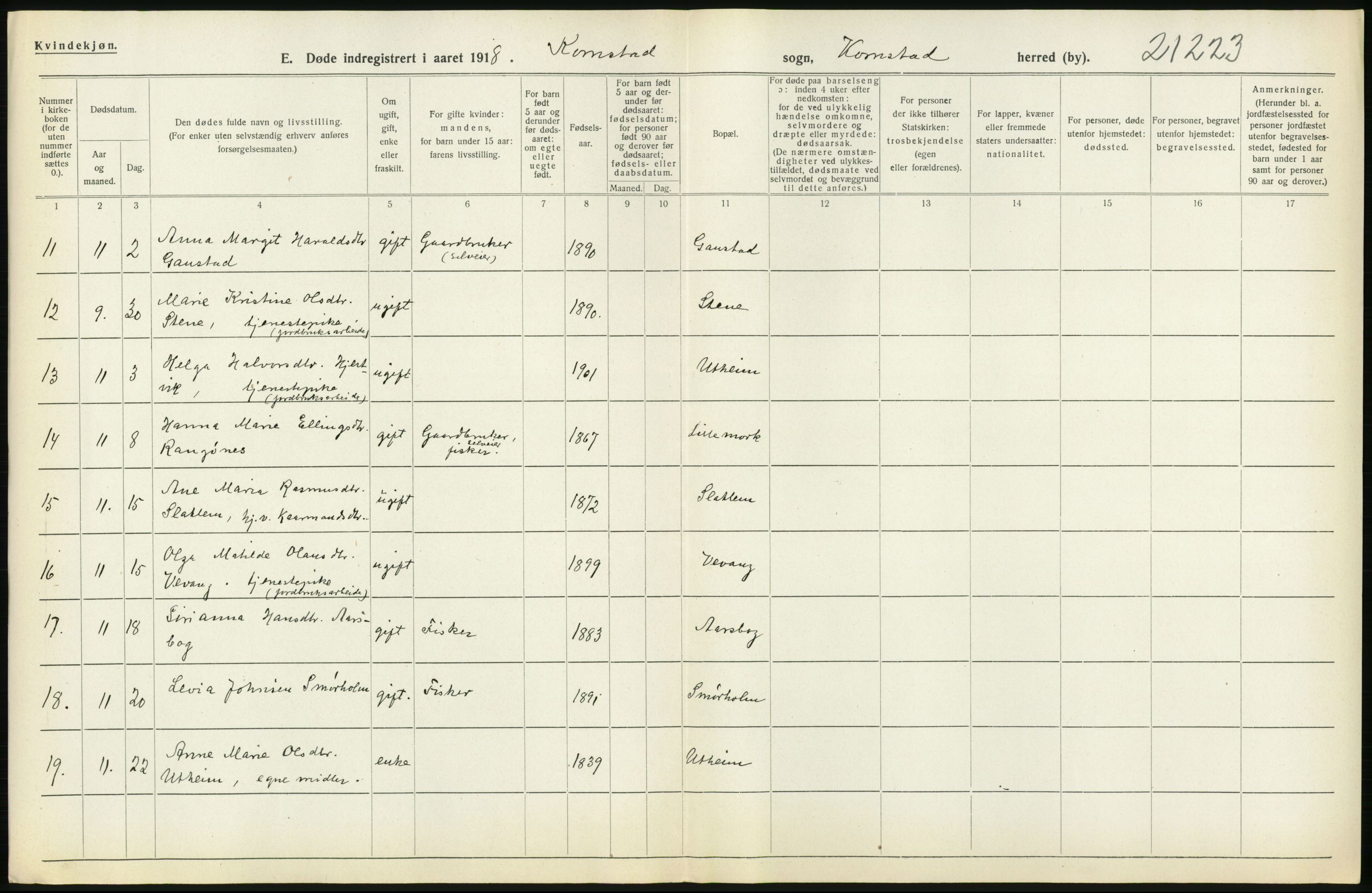 Statistisk sentralbyrå, Sosiodemografiske emner, Befolkning, AV/RA-S-2228/D/Df/Dfb/Dfbh/L0045: Møre fylke: Døde. Bygder og byer., 1918, p. 206