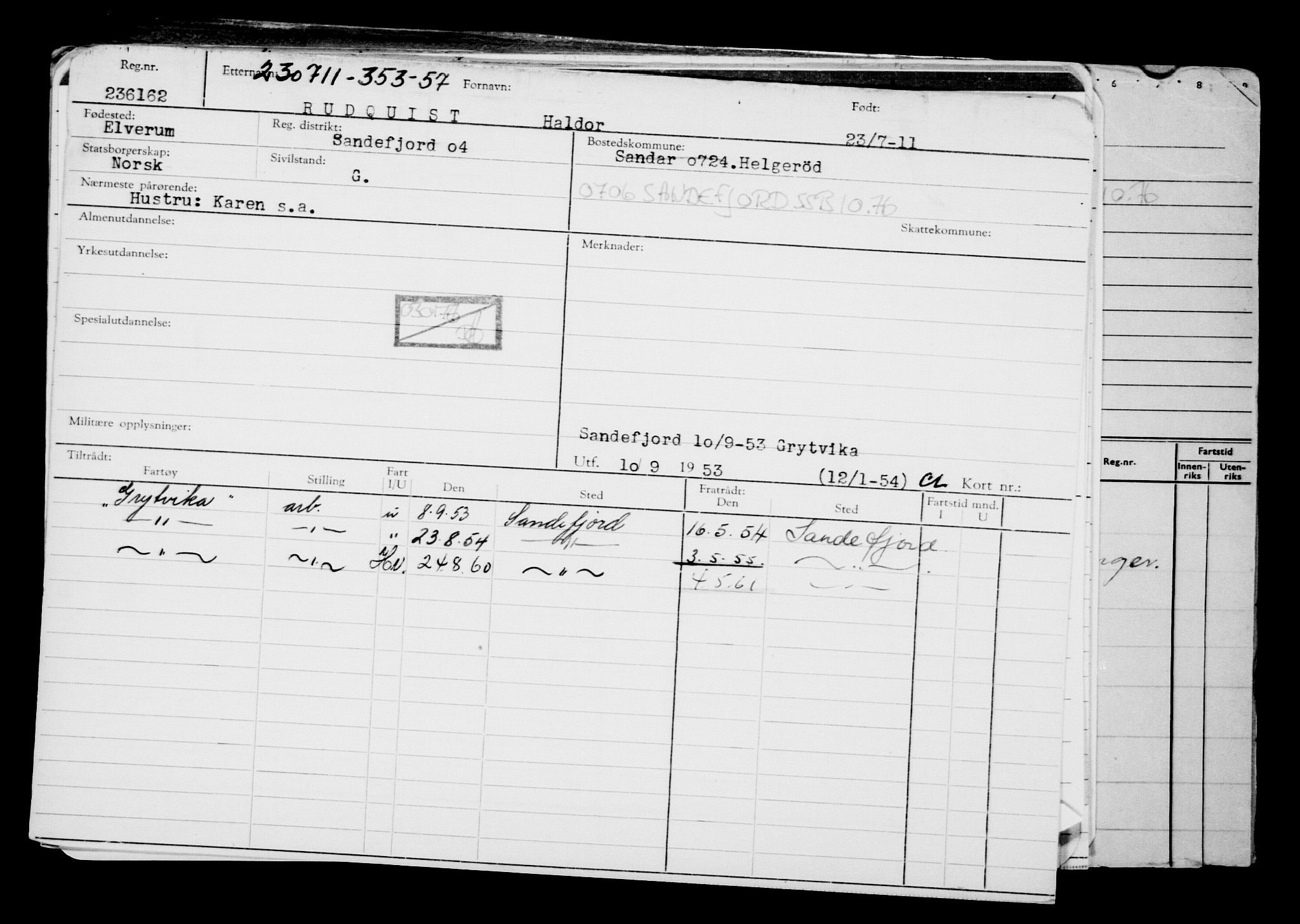 Direktoratet for sjømenn, AV/RA-S-3545/G/Gb/L0098: Hovedkort, 1911, p. 447