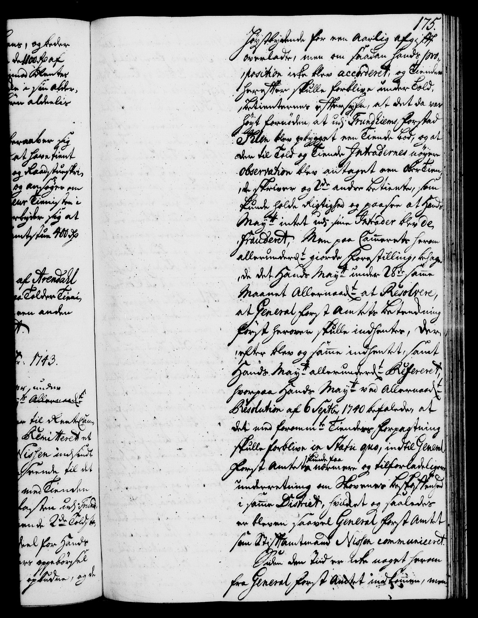 Rentekammeret, Kammerkanselliet, RA/EA-3111/G/Gh/Gha/L0025: Norsk ekstraktmemorialprotokoll (merket RK 53.70), 1743-1744, p. 175