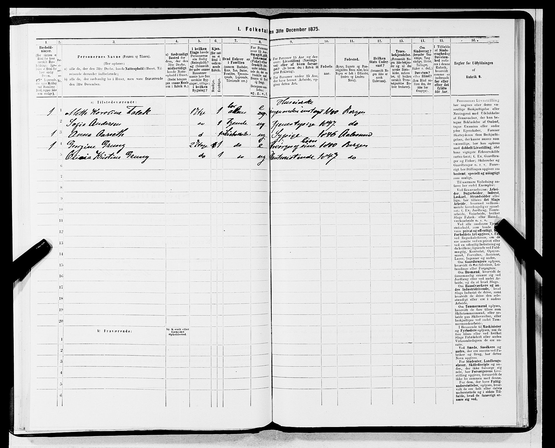 SAB, 1875 census for 1301 Bergen, 1875, p. 737