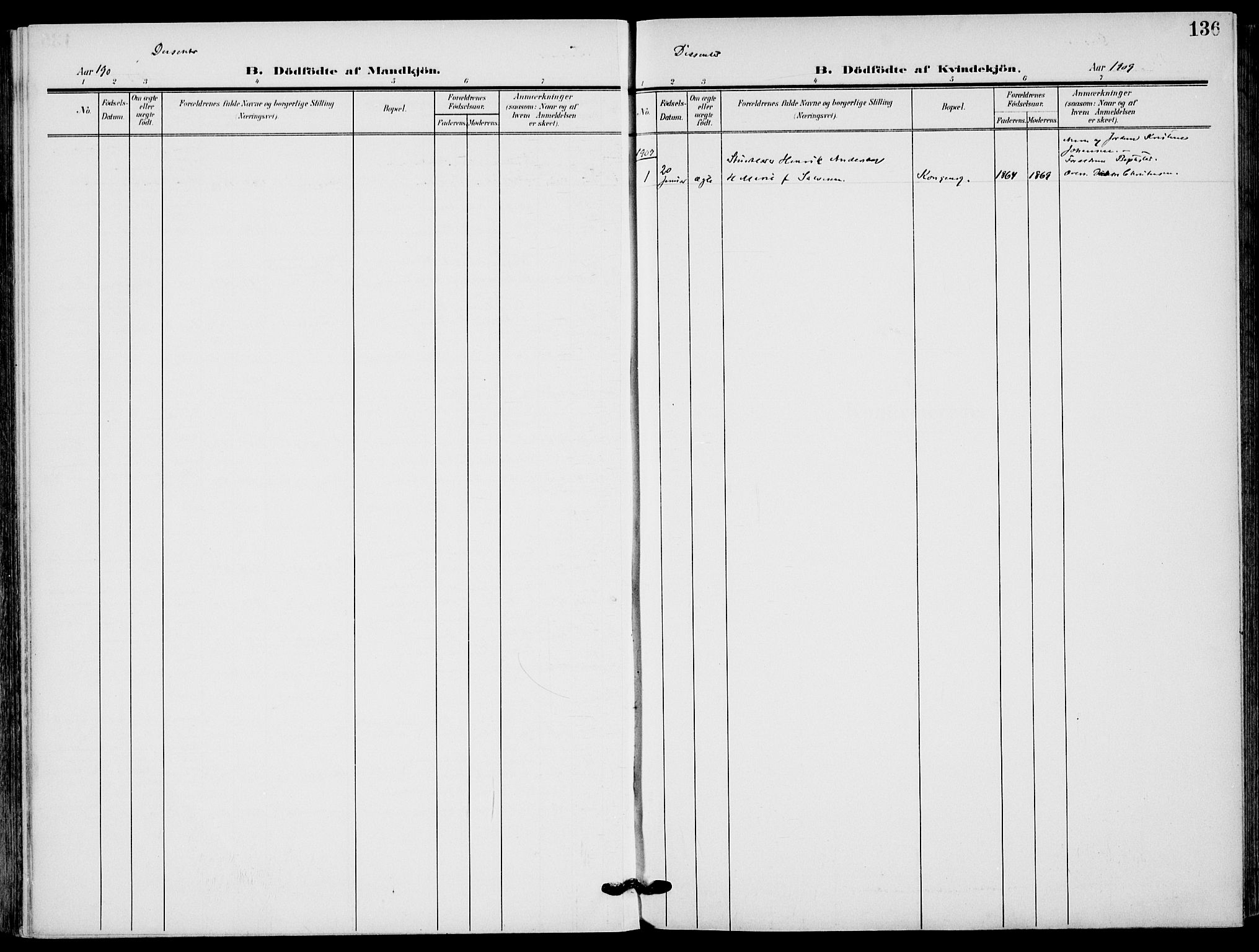 Sandefjord kirkebøker, SAKO/A-315/F/Fa/L0005: Parish register (official) no. 5, 1906-1915, p. 136