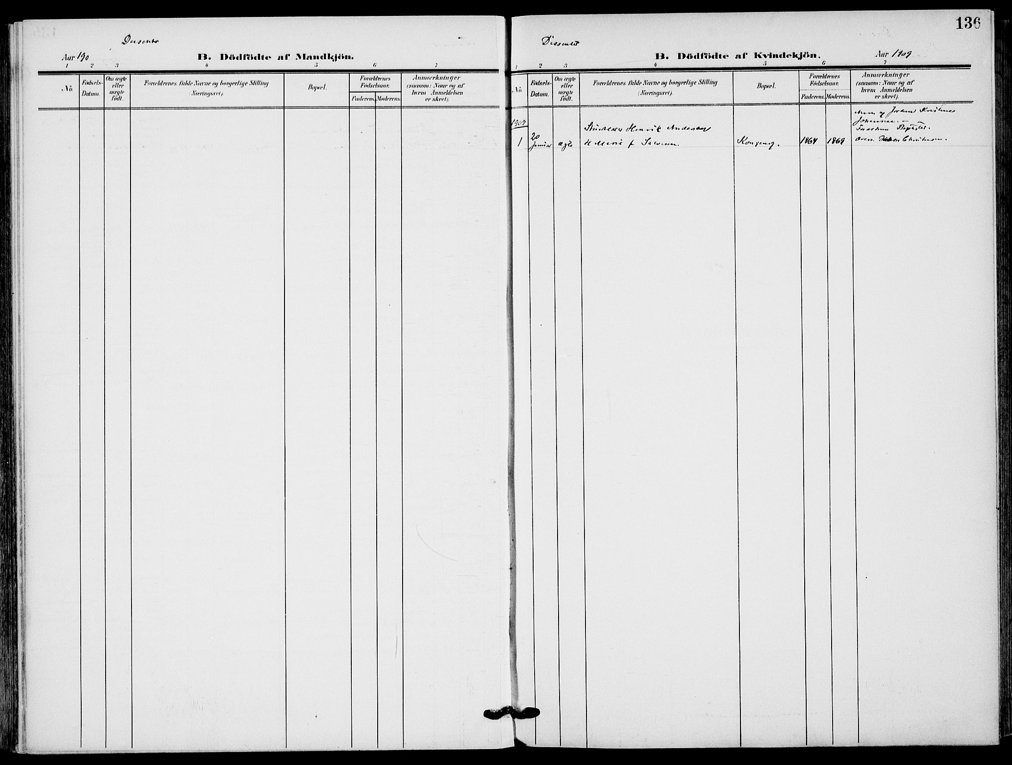 Sandefjord kirkebøker, AV/SAKO-A-315/F/Fa/L0005: Parish register (official) no. 5, 1906-1915, p. 136