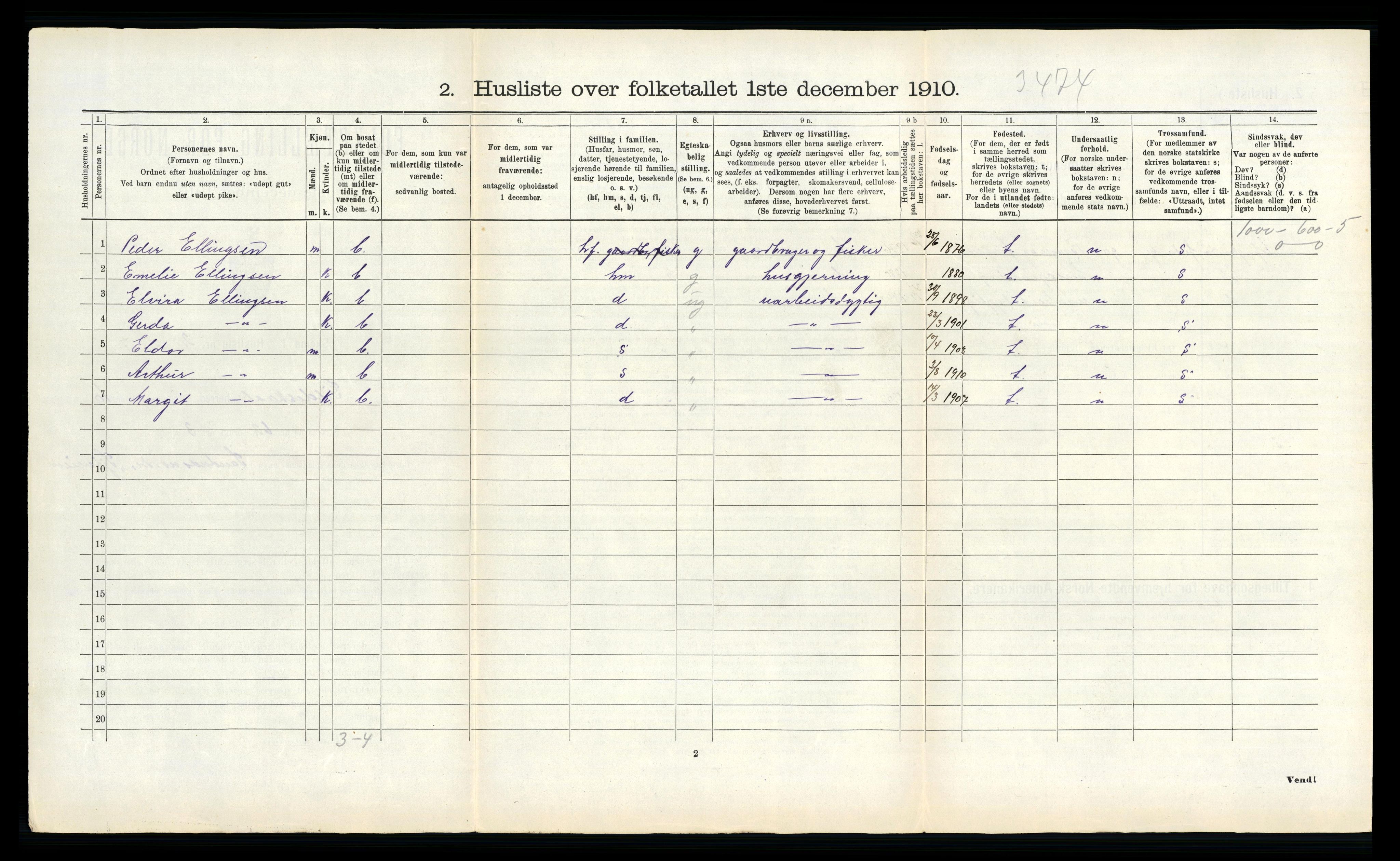 RA, 1910 census for Gildeskål, 1910, p. 956